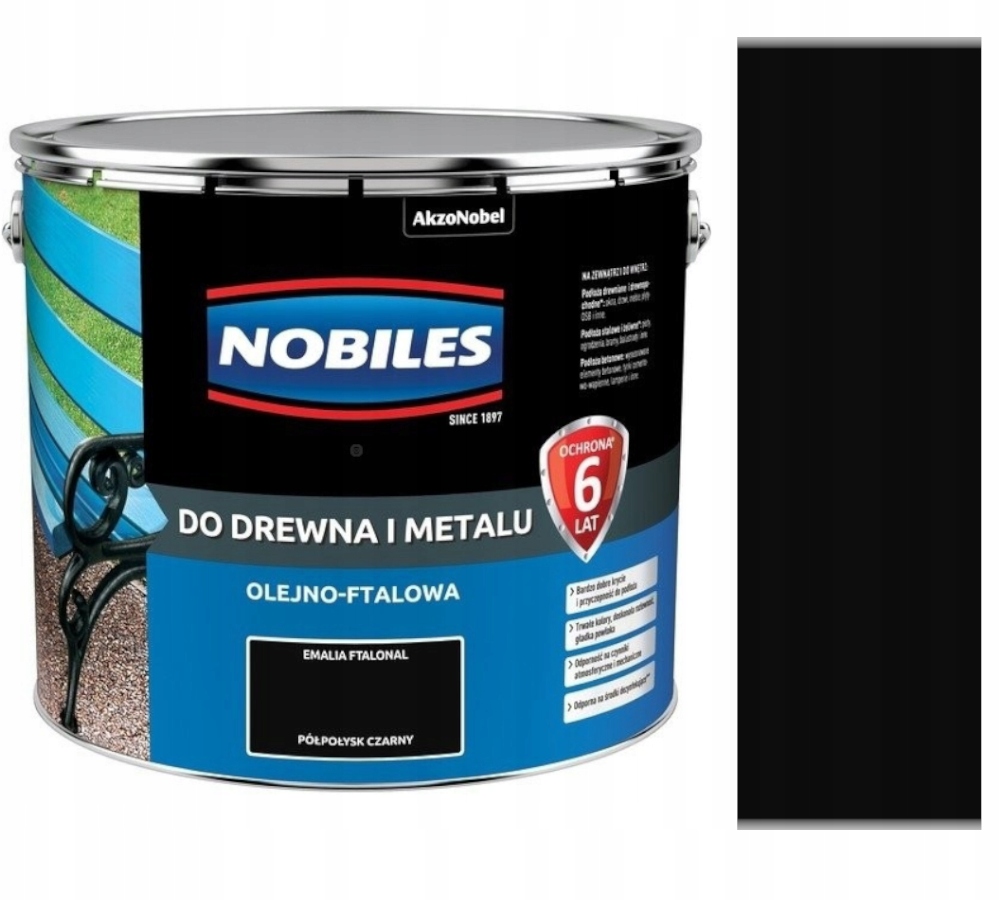 Nobiles Ftalonal Barva Na Dřevo A Kov 10L Černá Pololeská