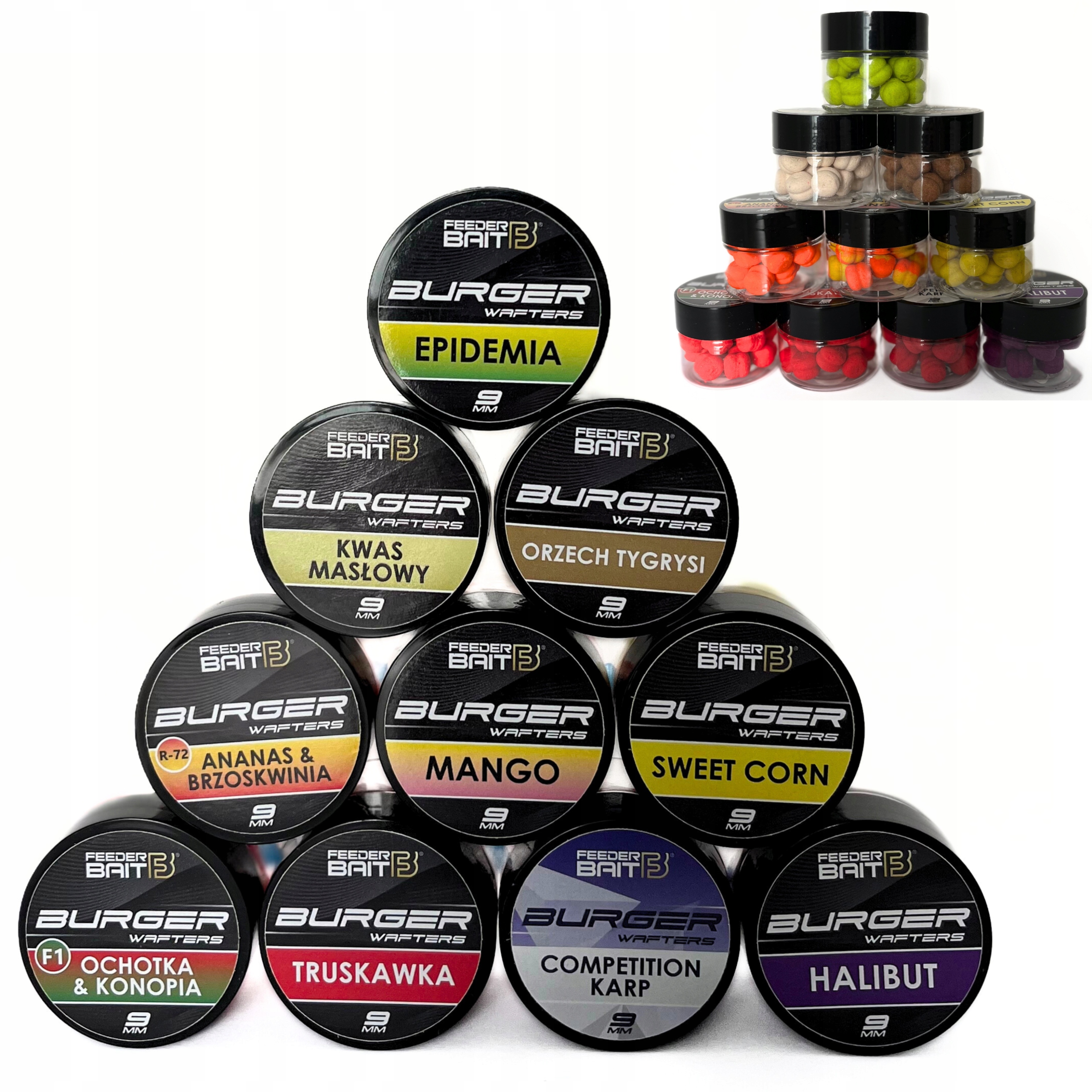 Zestaw 10x Feeder Bait Burger Wafters 9mm Method Feeder