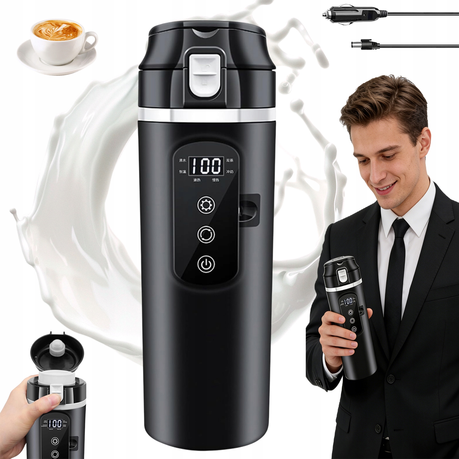 Termohrnek Do Auta 12/24V 400ML Dotykový Panel Dárek