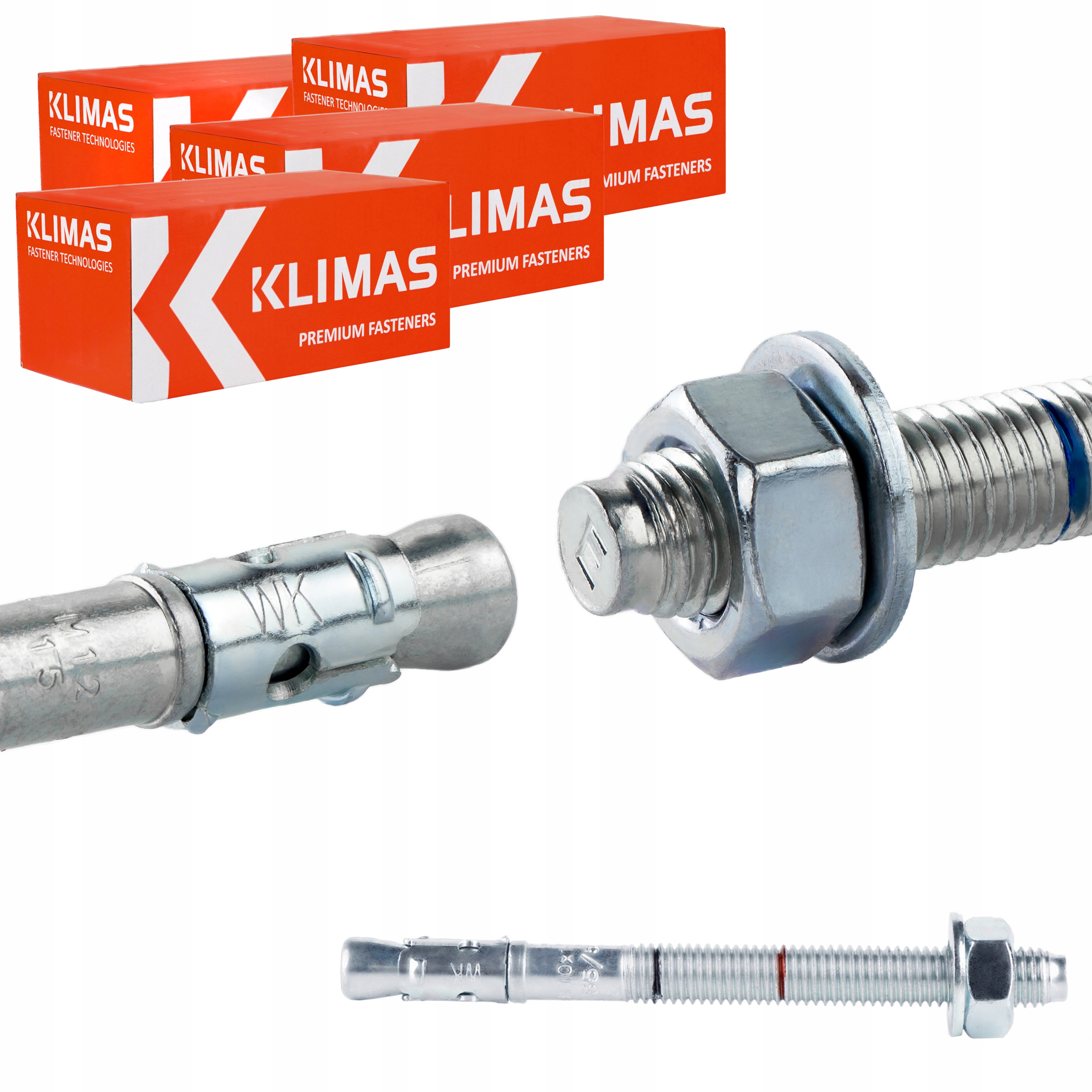 Kotvy na betón oceľové M10 x 115 mm 100 ks mechanické Klimas Le-zn