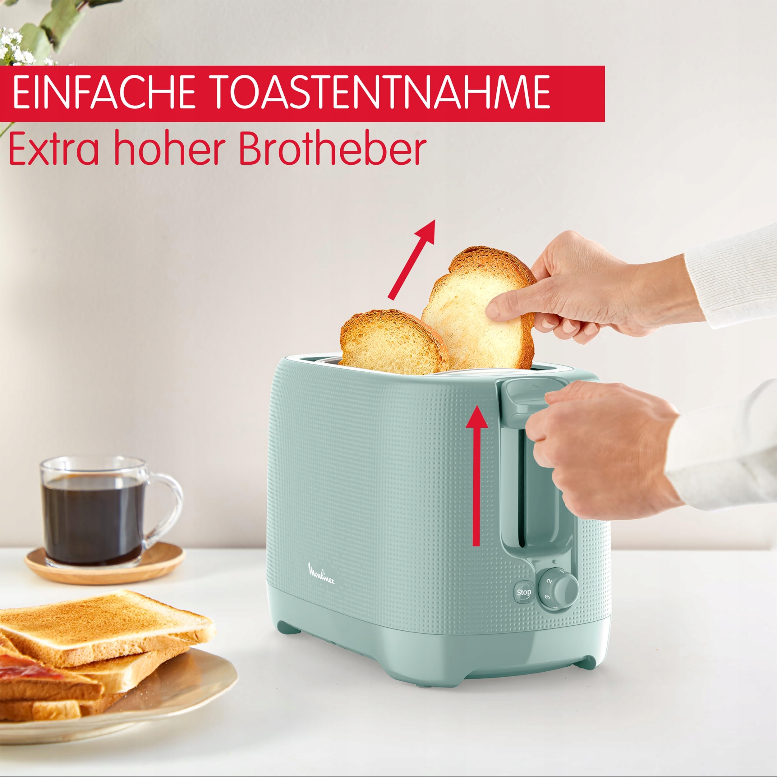 MOULINEX Toster 2 Kromki, 7 Stopni, Szerokie Szczeliny, Eukaliptus — miniatura 6