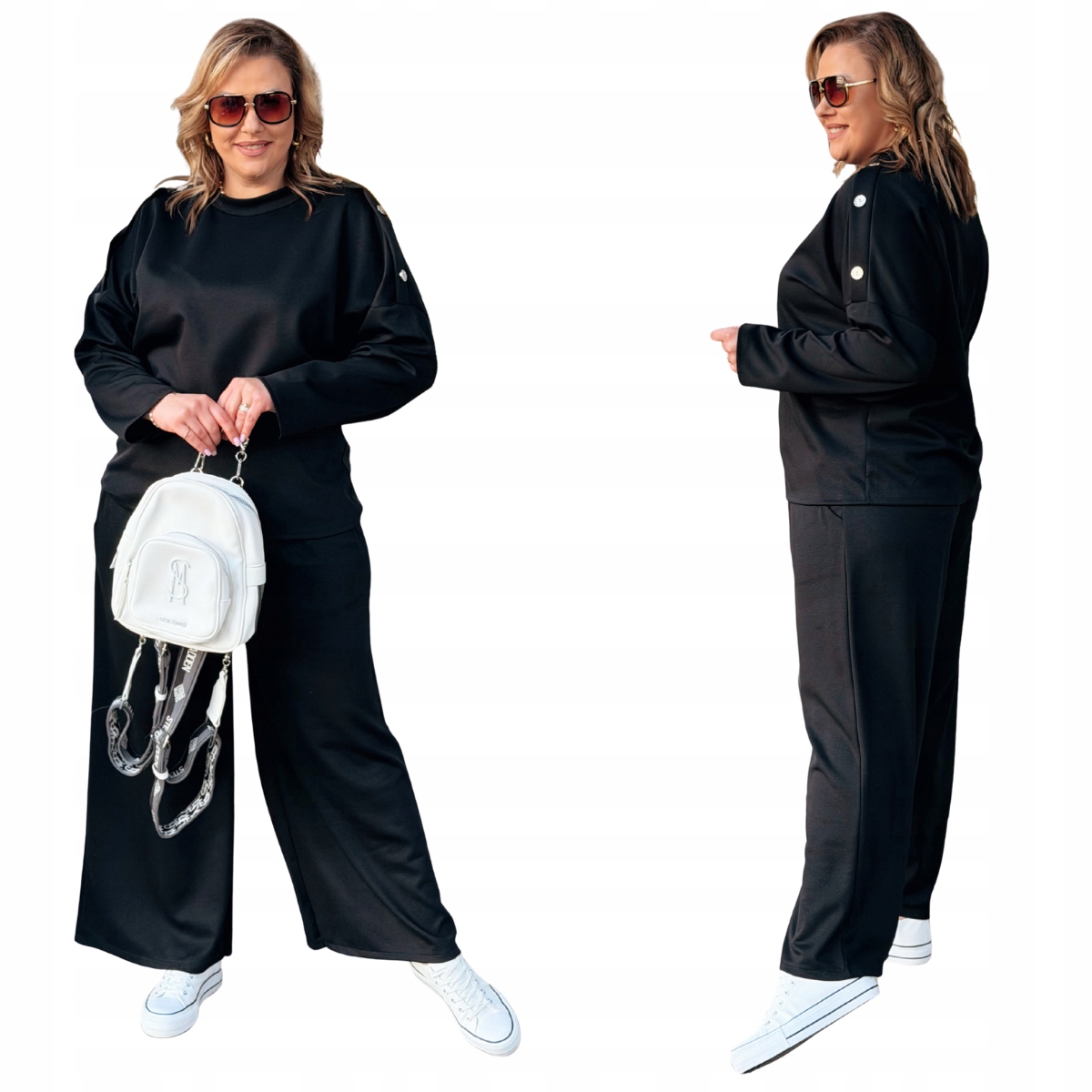 Teplákovka Dámský Plus Size Velký Velikost Cavaricci Máslo Široký Černý