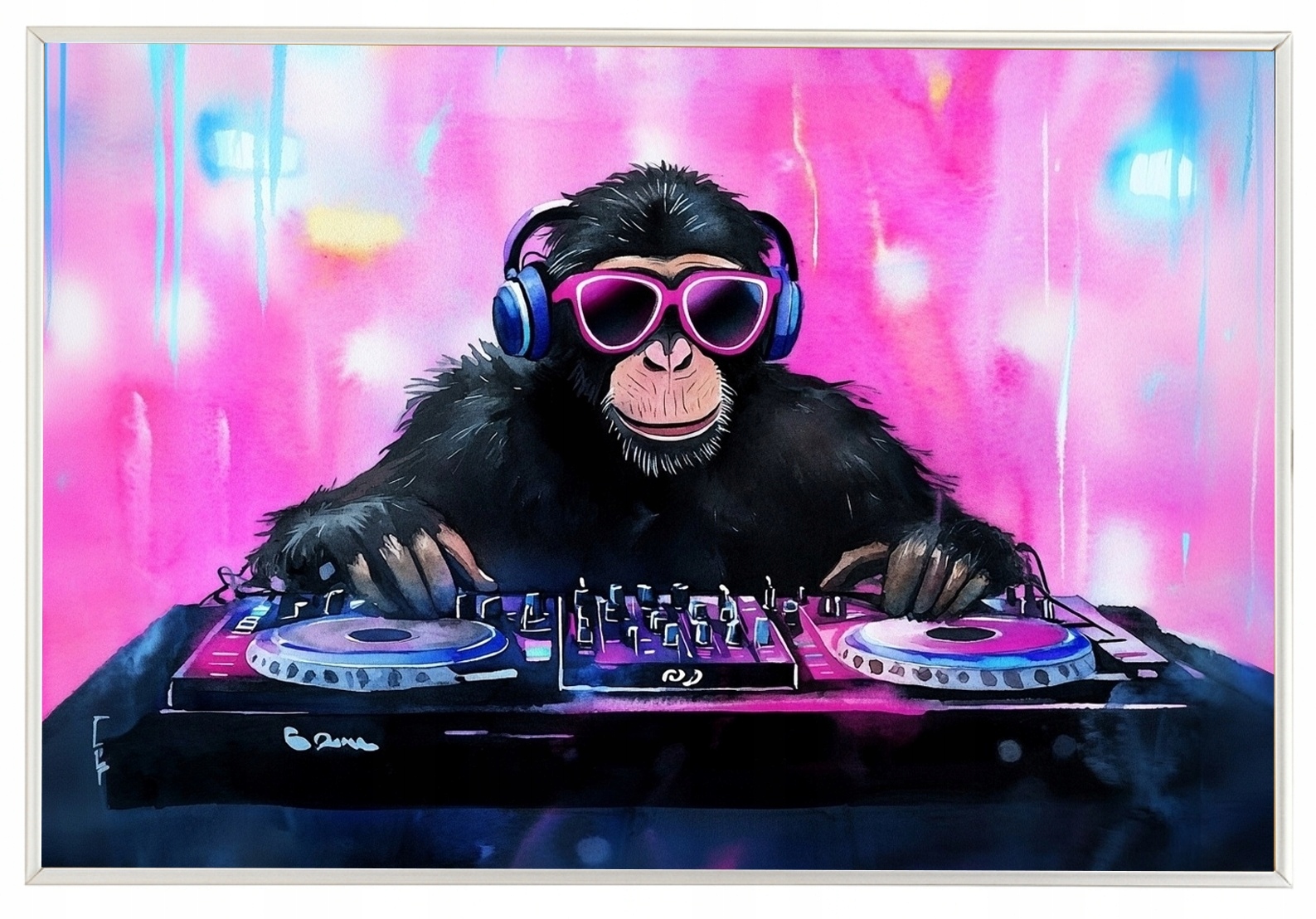 Plakát Rámeček Rámem, Párty, Hudba, Koncert, Dj, Opice, Šimpanz 60x40