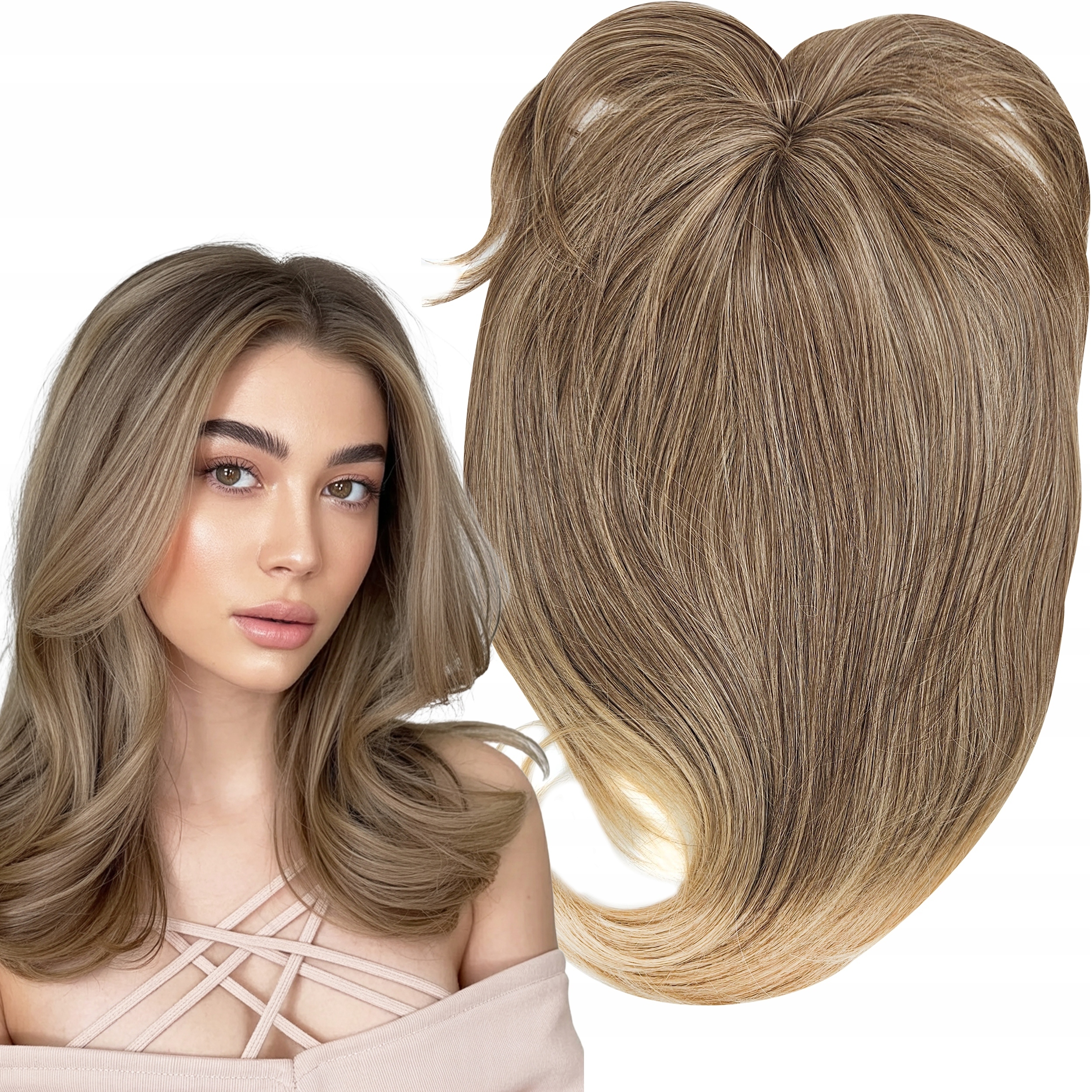 Topper Tupet Kompletní doplnění vlasů Syntetický Clip In Bronz Ombre 50 cm