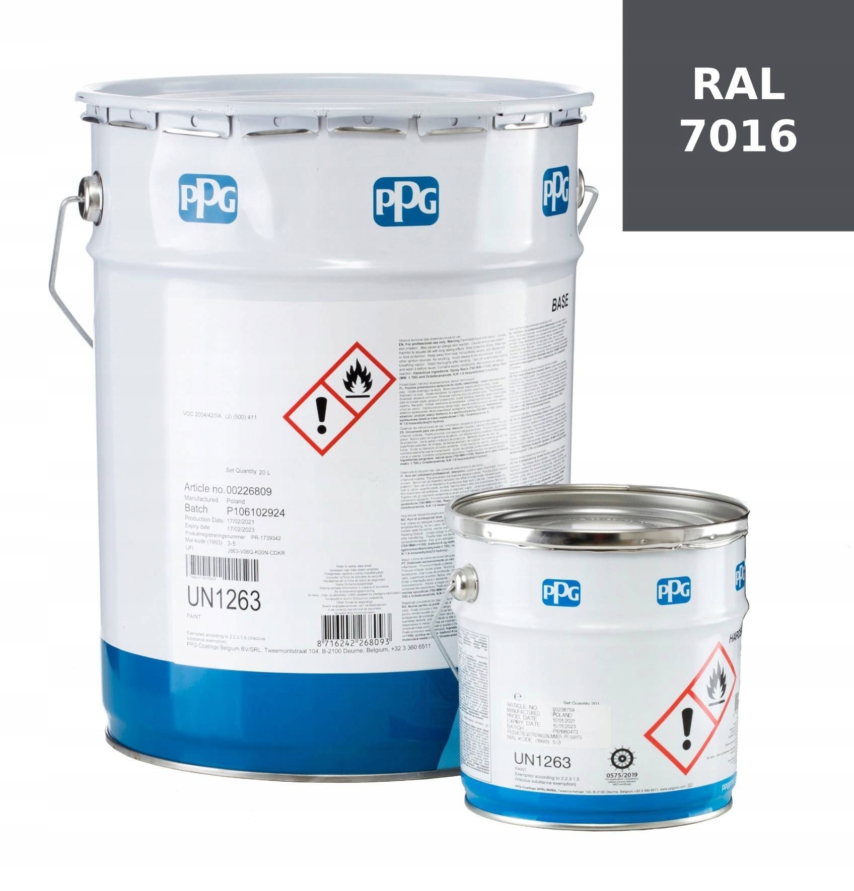 Farba Poliuretanowa Okrętowa Ppg Sigmafast 210 Hs Ral 7016 antracyt 20 L