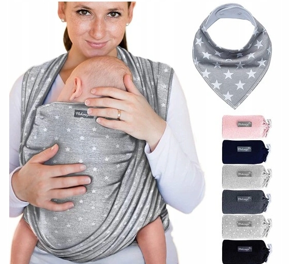 CHUSTA DO NOSZENIA NIEMOWLĄT NOSIDEŁKO MATERIAŁOWA 15KG ELASTYCZNA ZESTAW