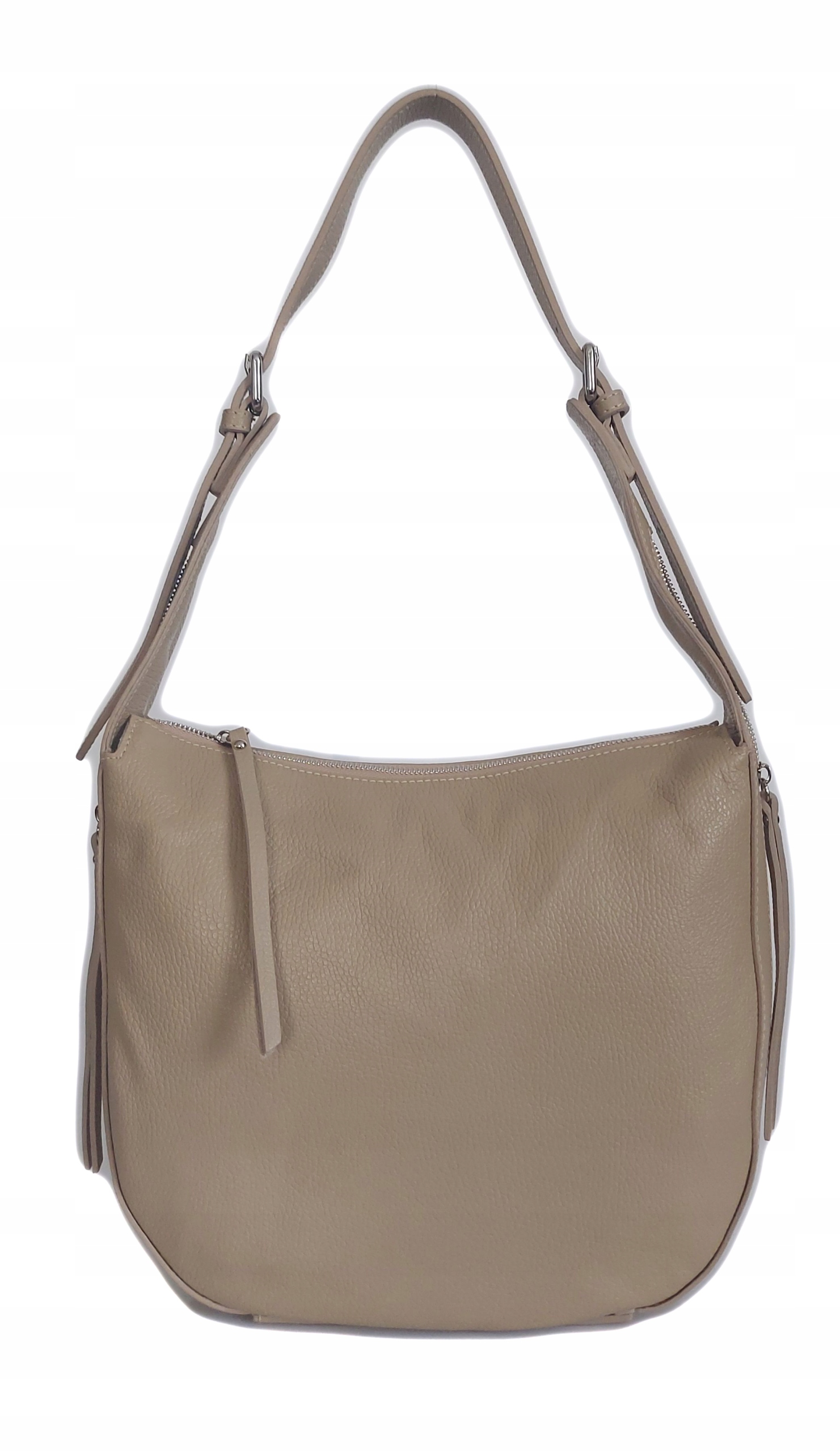 Velká italská kožená taška Vera Pelle je pohodlná a prostorná přes rameno, béžová