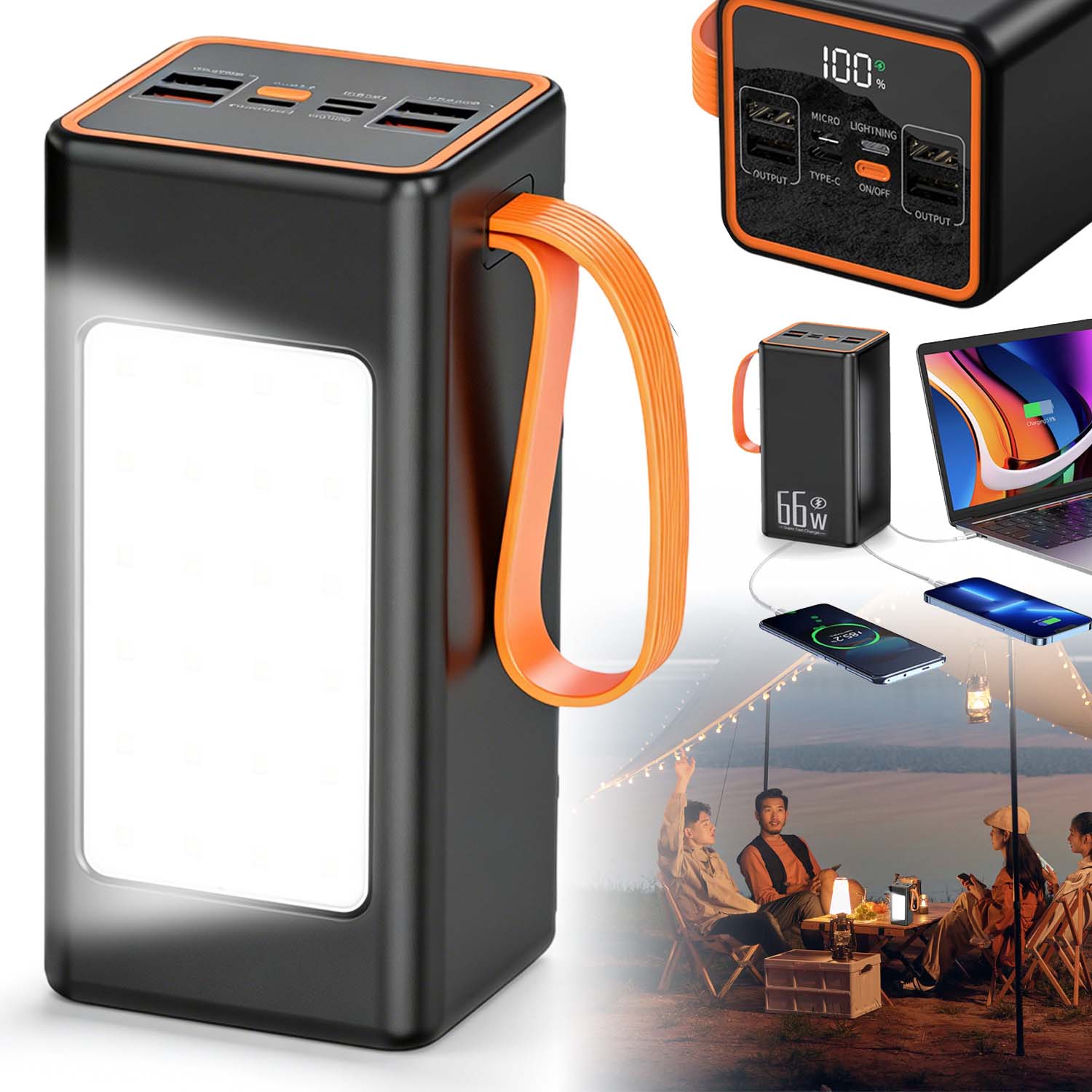 Powerbanka 50000 Mah Se 4 Porty Usb Typu C A Inteligentní Svítilnou