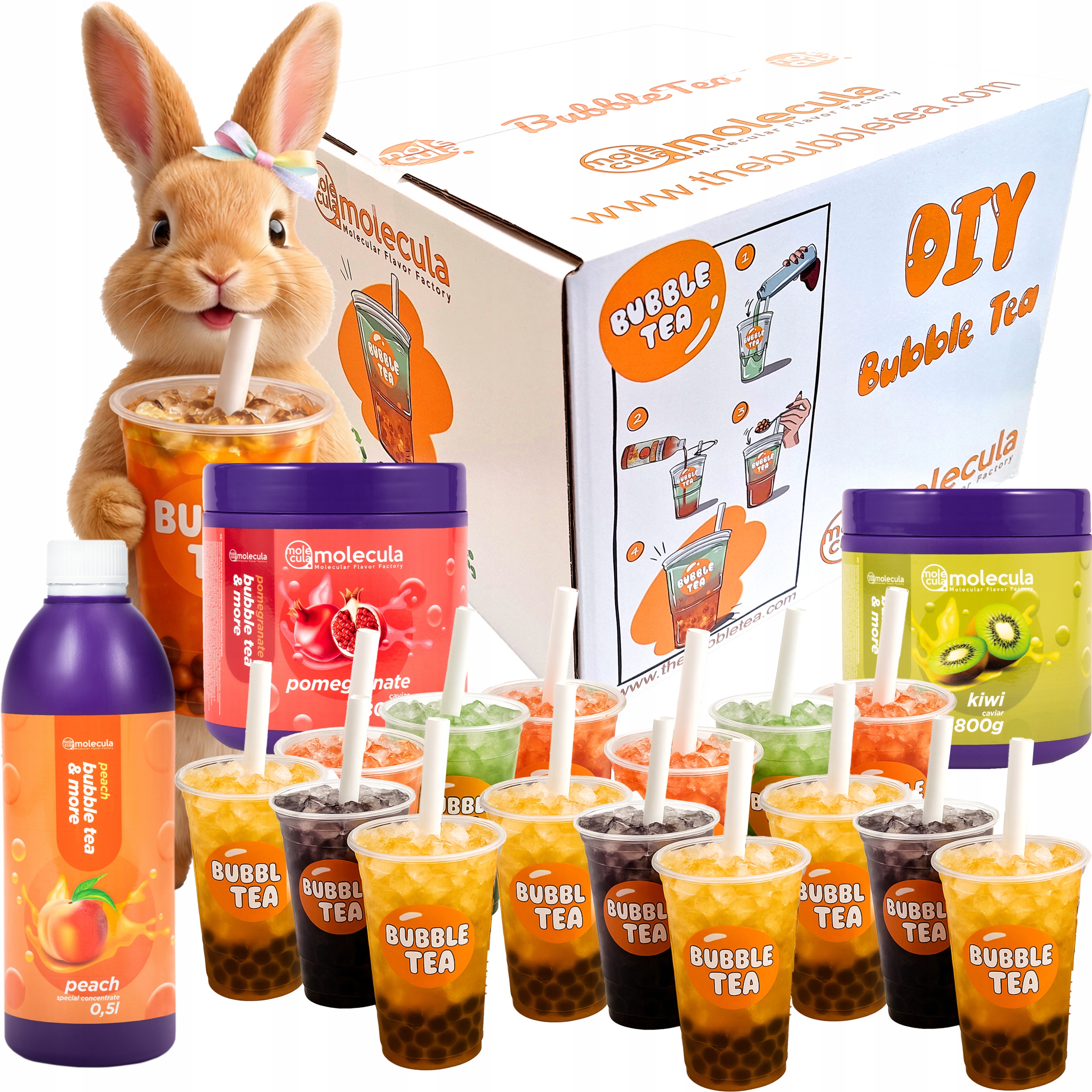 Levně Bubble Tea Set na Dárek Kuličky 1,6 kg Sirup 15 x Hrníčky 15 x Slámky
