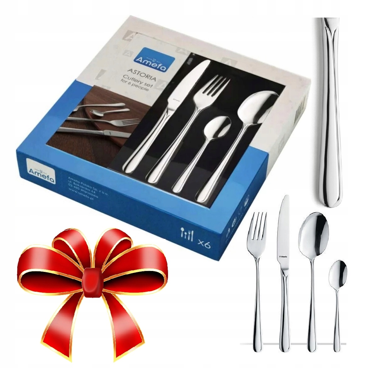 Amefa 48 Zestaw Sztućce Nierdzewne Astoria Z Wzorem Bez Niklu Dla 12 Osób