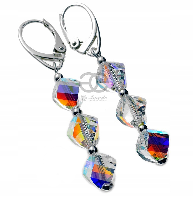 Křišťálové Náušnice Aurora Helix Stříbro Arande