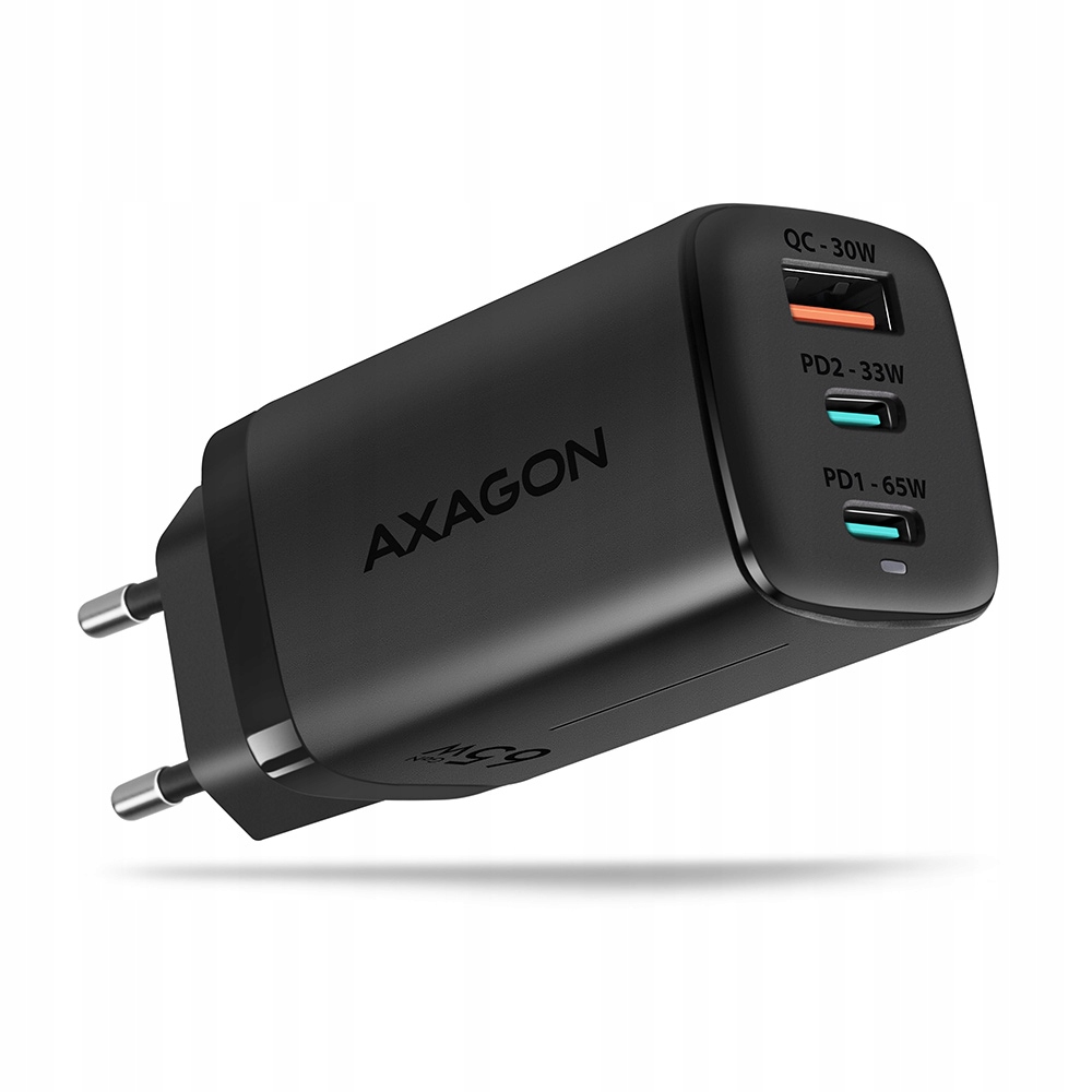 Axagon GaN síťová nabíječka 3x port (usb-a 2x Usb-c), 65W ACU-DPQ65