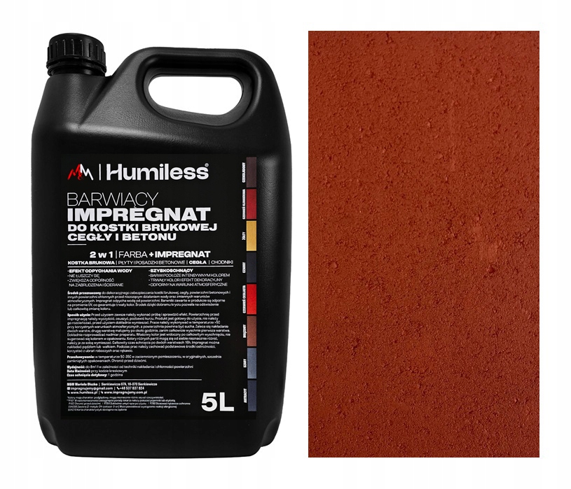 Barwiący Impregnat farba do kostki brukowej Betonu 5l czerwień klinkierowa