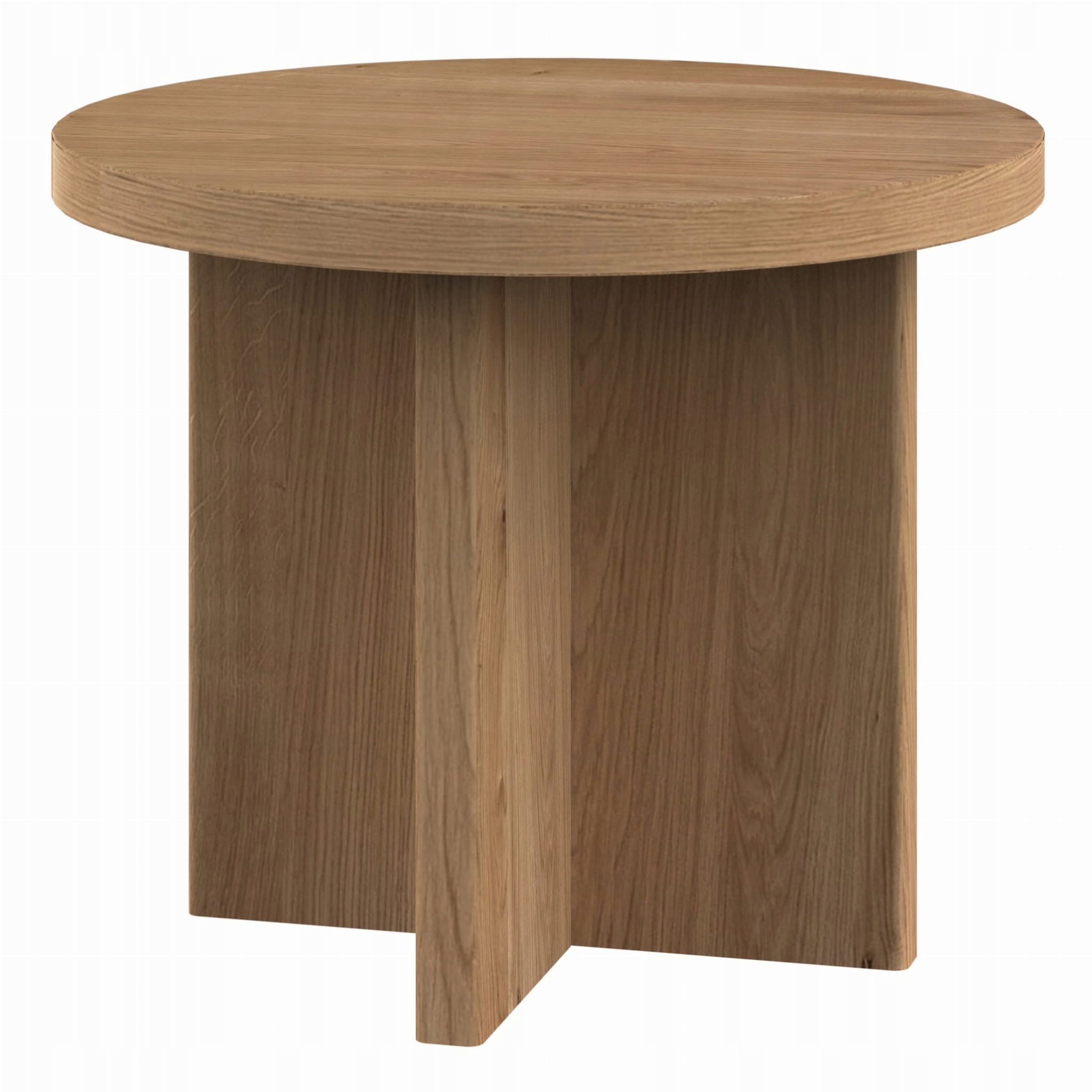 Kulatý dřevěný dubový masivní konferenční stolek do loftového obývacího pokoje Terra 90 cm