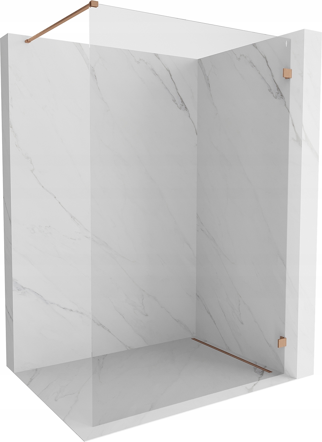 Mexen Lunar Ścianka Prysznicowa Walk-in Prawa 160X200 Transparent Miedź