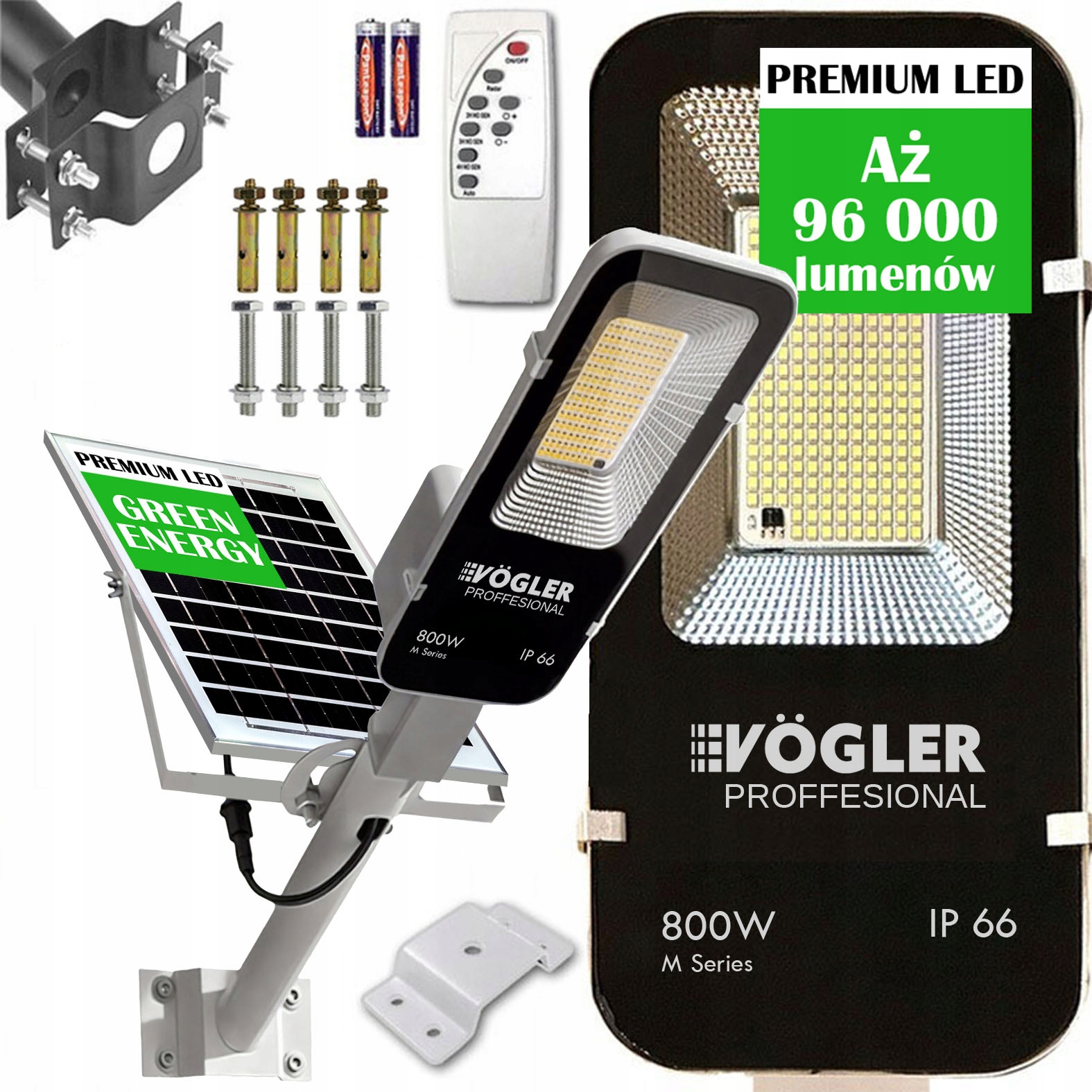 Lampa Solarna Led Mocna Vogler Proffesional 800W czujnikiem Pilot Panel