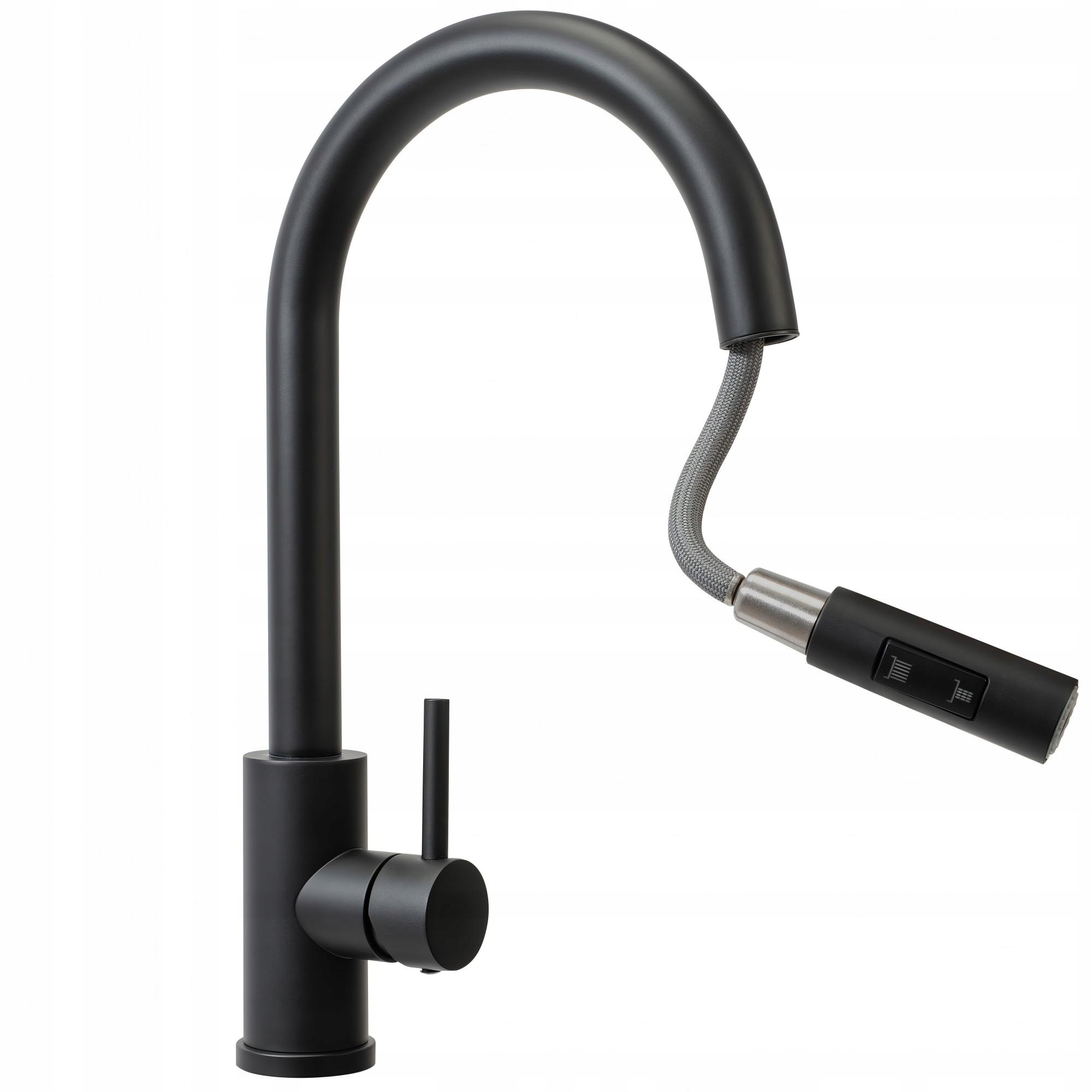Kuchyňská Baterie Černá Matná Vytahovací Sprcha Vysoká 39 Cm 2-FUNKCE
