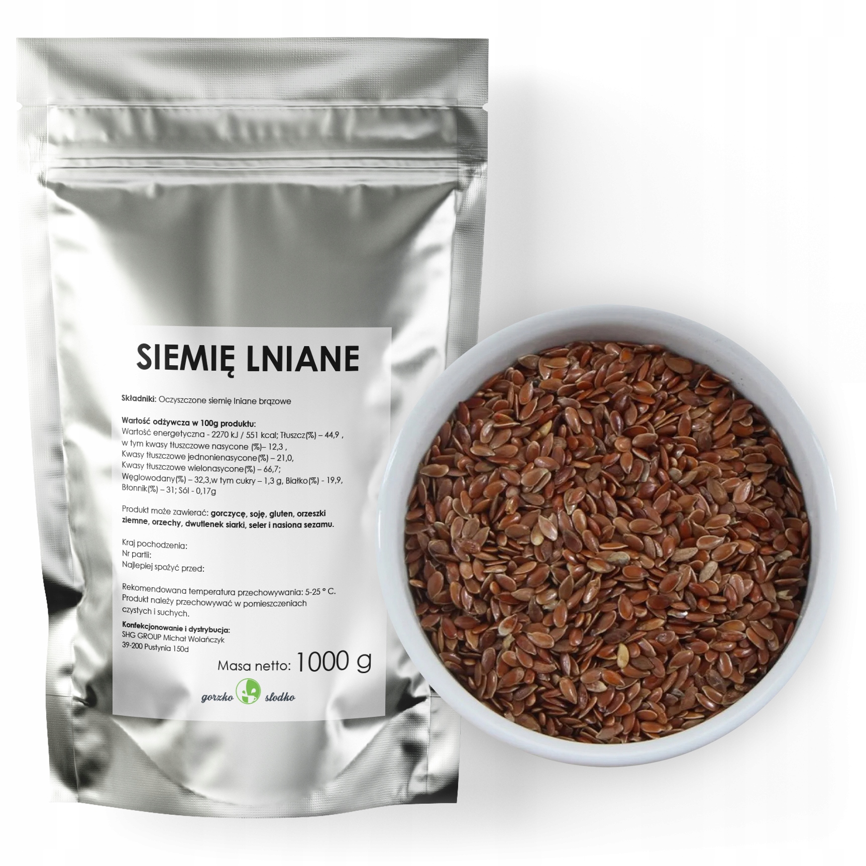 SIEMIĘ LNIANE ZIARNO budwig len brązowe 1kg