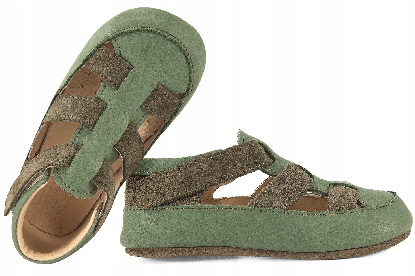 Kapcie Dziecięce Barefoot Ze Skóry Naturalnej Na Rzep Obex Kast ROZ.32