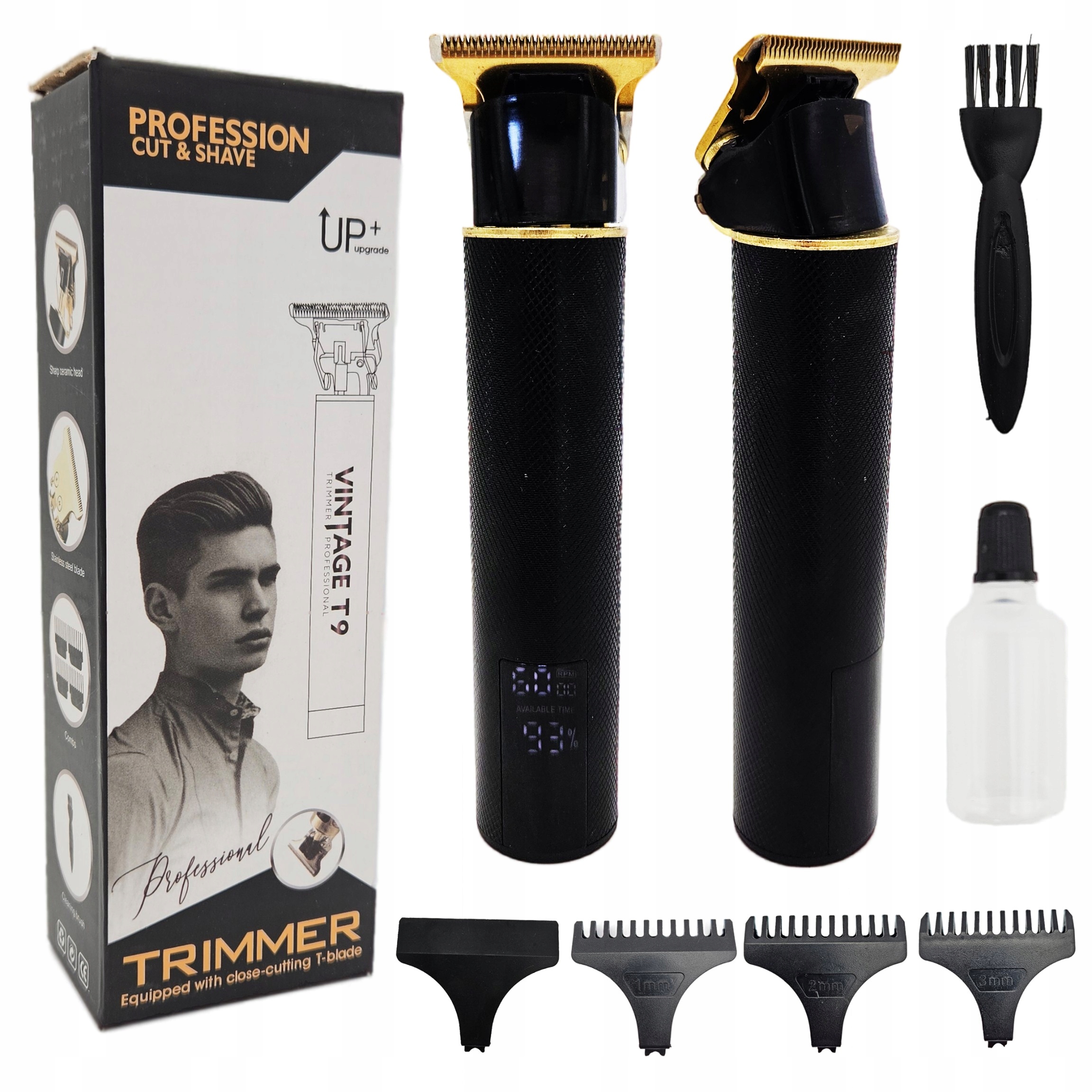 PROFESJONALNY TRYMER T9 MASZYNKA DO STRZYŻENIA WŁOSÓW I BRODY 4 NASADKI