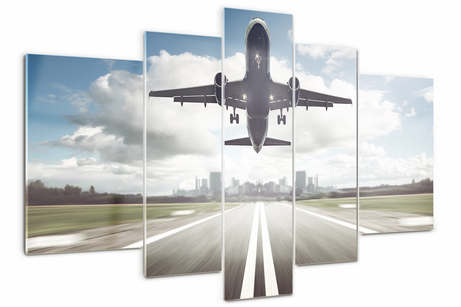 

Obraz szkło tryptyk do salonu Startujący samolot