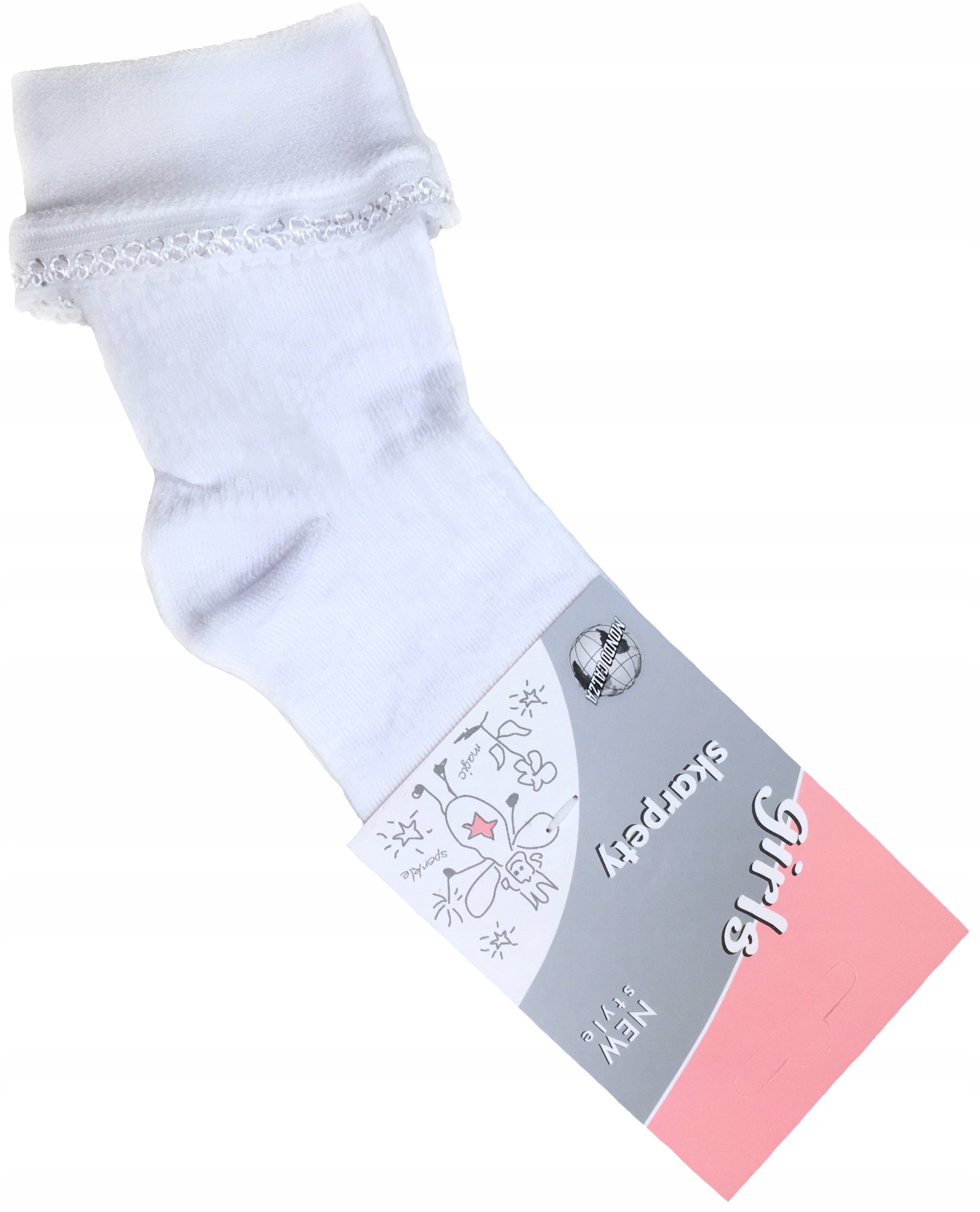 

Skarpetki 16-18 cm białe z ozdobnym wykończeniem