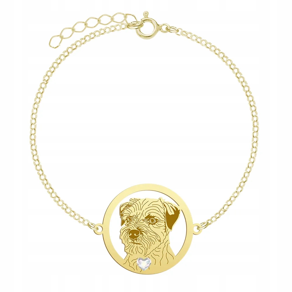 Zlatý náramek s border teriérem 925 Řetízek Dárek Gravírování Bonus
