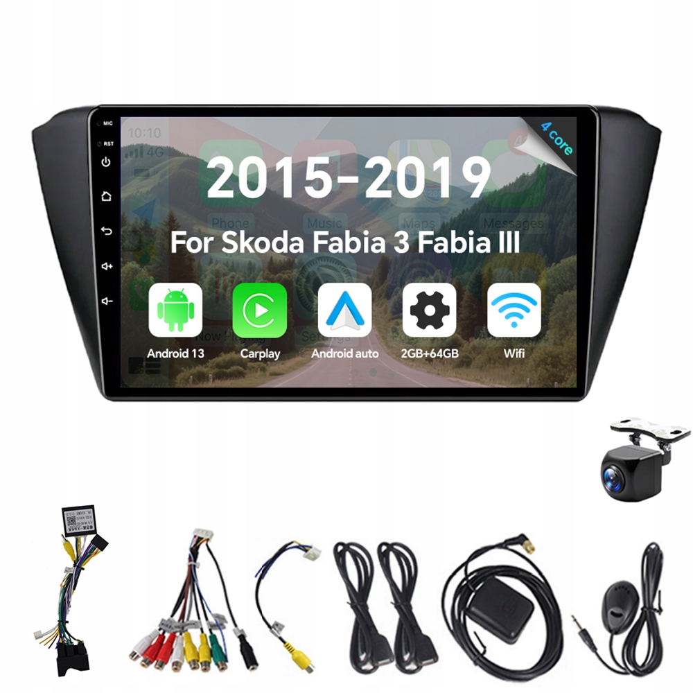 2Din Android 13 autorádio pro Škoda Fabia 3 III 2015-2019 2G 64G Carplay Gps