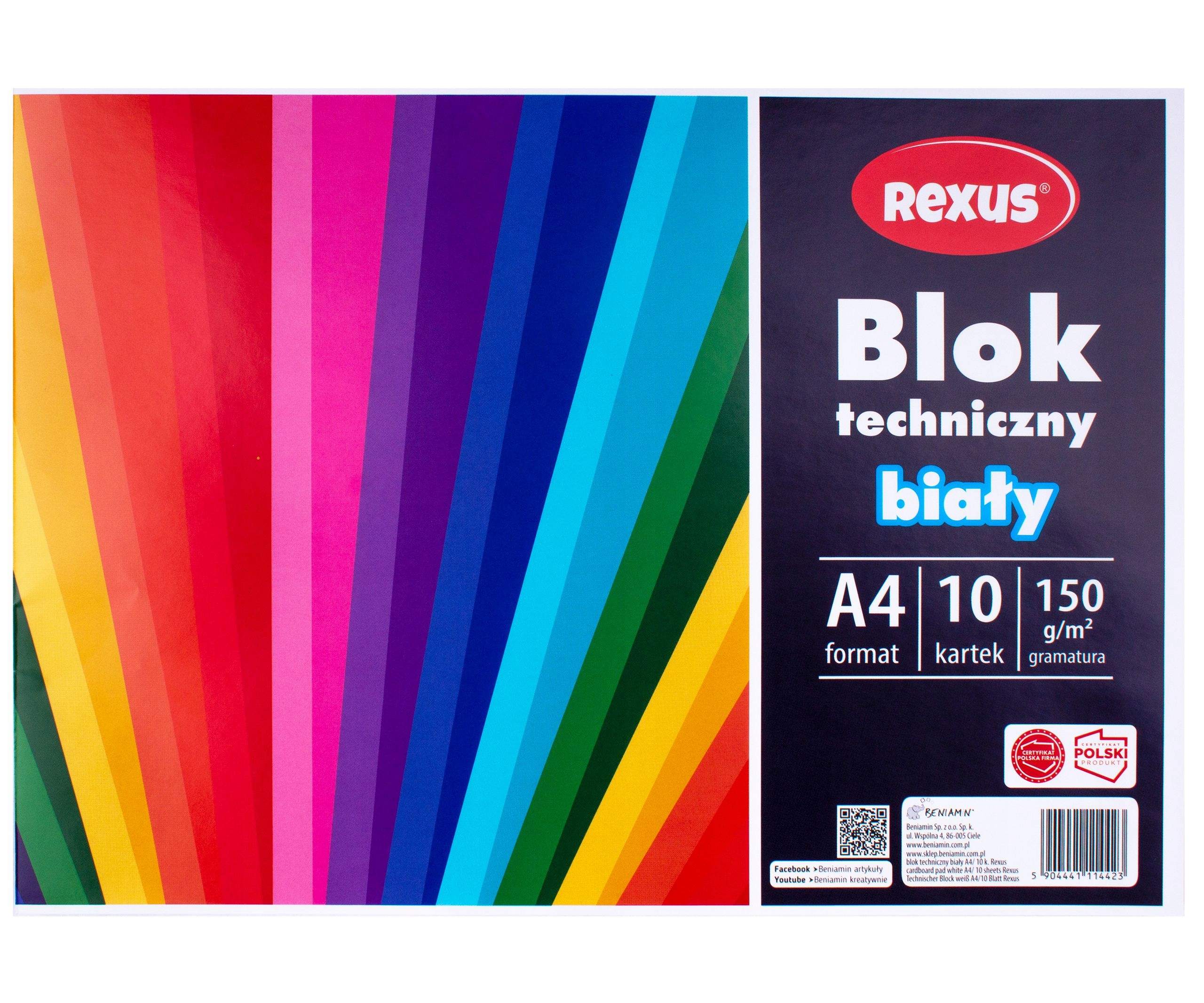 3x BLOK TECHNICZNY BIAŁY REXUS format A4 w sumie 30 KARTEK 150g/m2 EAN (GTIN) 5901276034797
