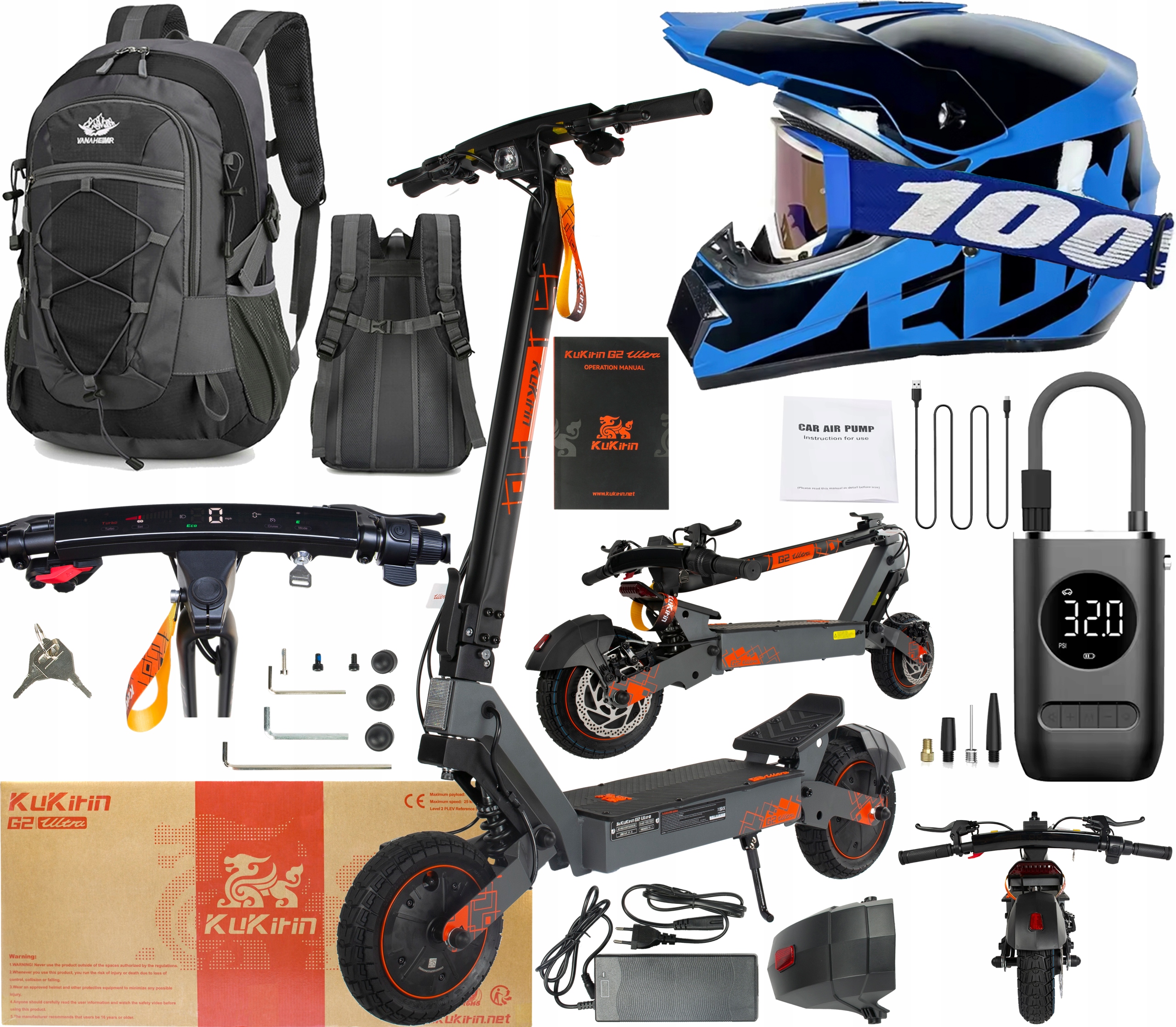 KuKirin G2 Ultra Elektrická vozidla 1600W 48V 18Ah 50km/h 55KM +Dárek