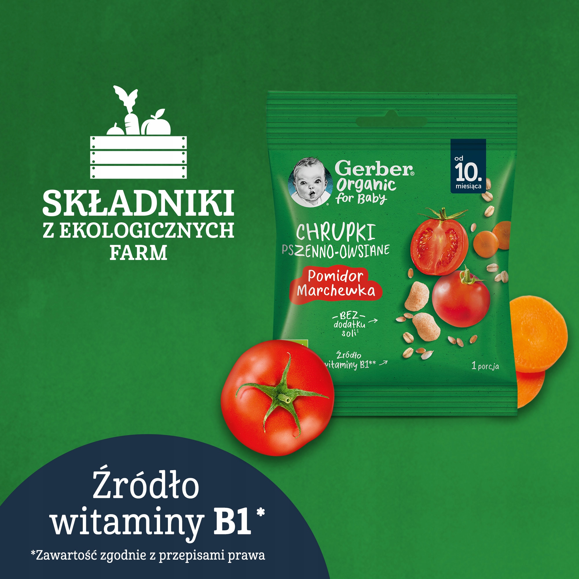 GERBER ORGANIC Chrupki pszenno-owsiane Pomidor Marchewka 7g Gramatura 7 g