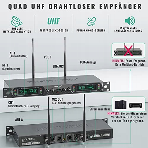 PHENYX PRO 4-Kanałowy System Mikrofonów Bezprzewodowych UHF — miniatura 2