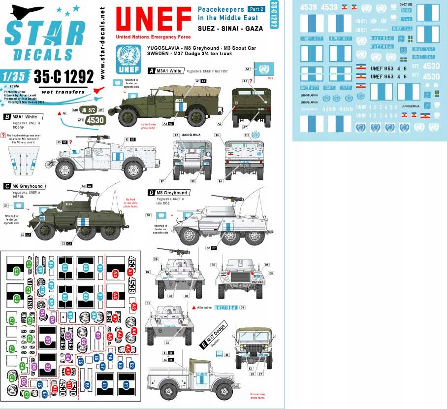 Star Decals 35-C1292 1/35 Unef Peacekeepers