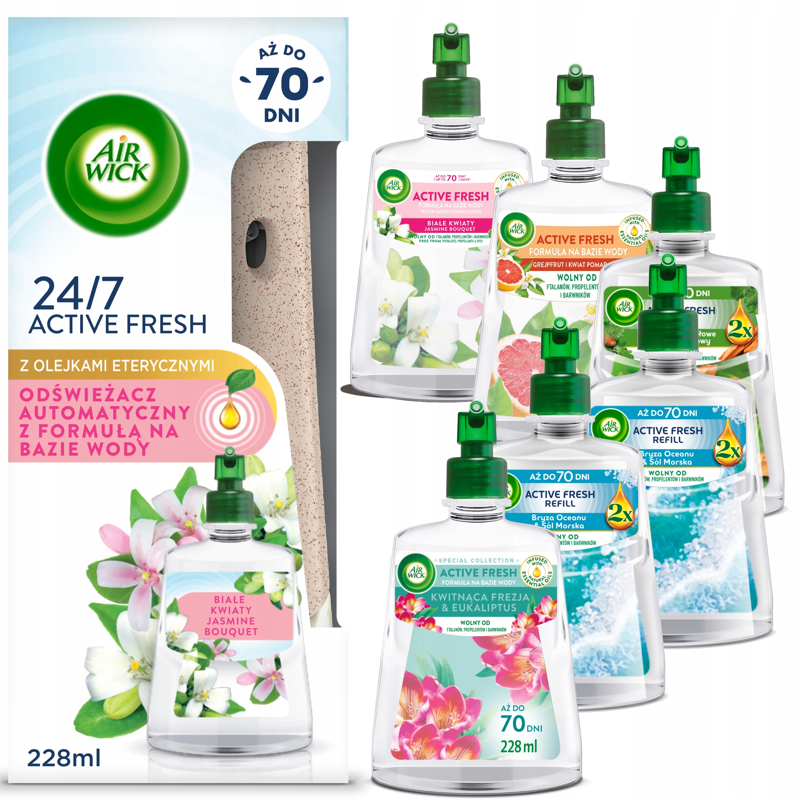 Air Wick Active Fresh Osvěžovač vzduchu Komplet Sada 6 náplní