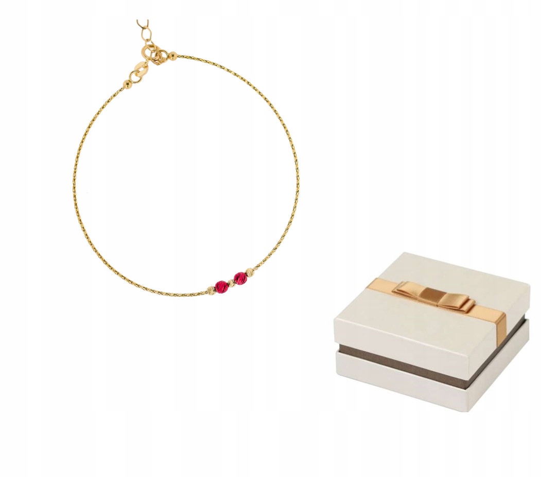 Zlatý náramek 585 Zlatý pevný s kuličkami 14 karátů BZ164