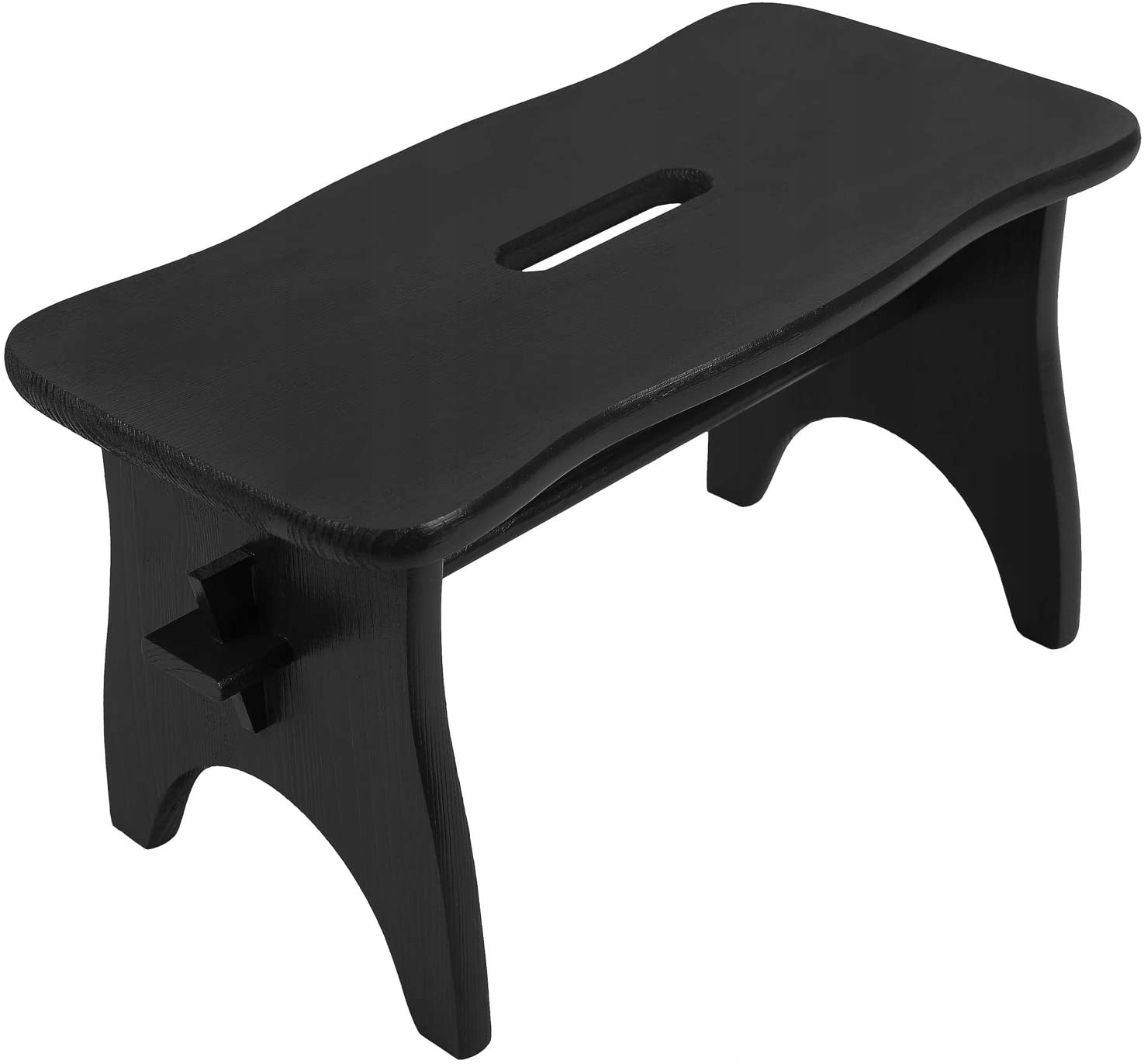 Ryczka czarna drewniana mały taboret krzesełko stołek podnóżek 38x19x21 cm