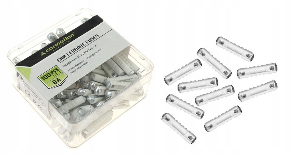 BEZPIECZNIKI CYLINDRYCZNE 8A 10 SZTUK