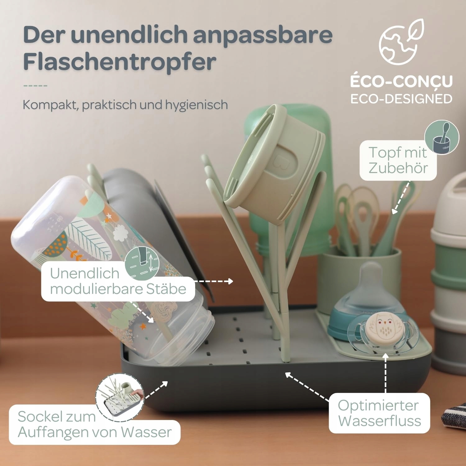 BÉABA Suszarka Na Butelki Dla Niemowląt Duża Pojemność Modularna Kompaktowa — miniatura 4