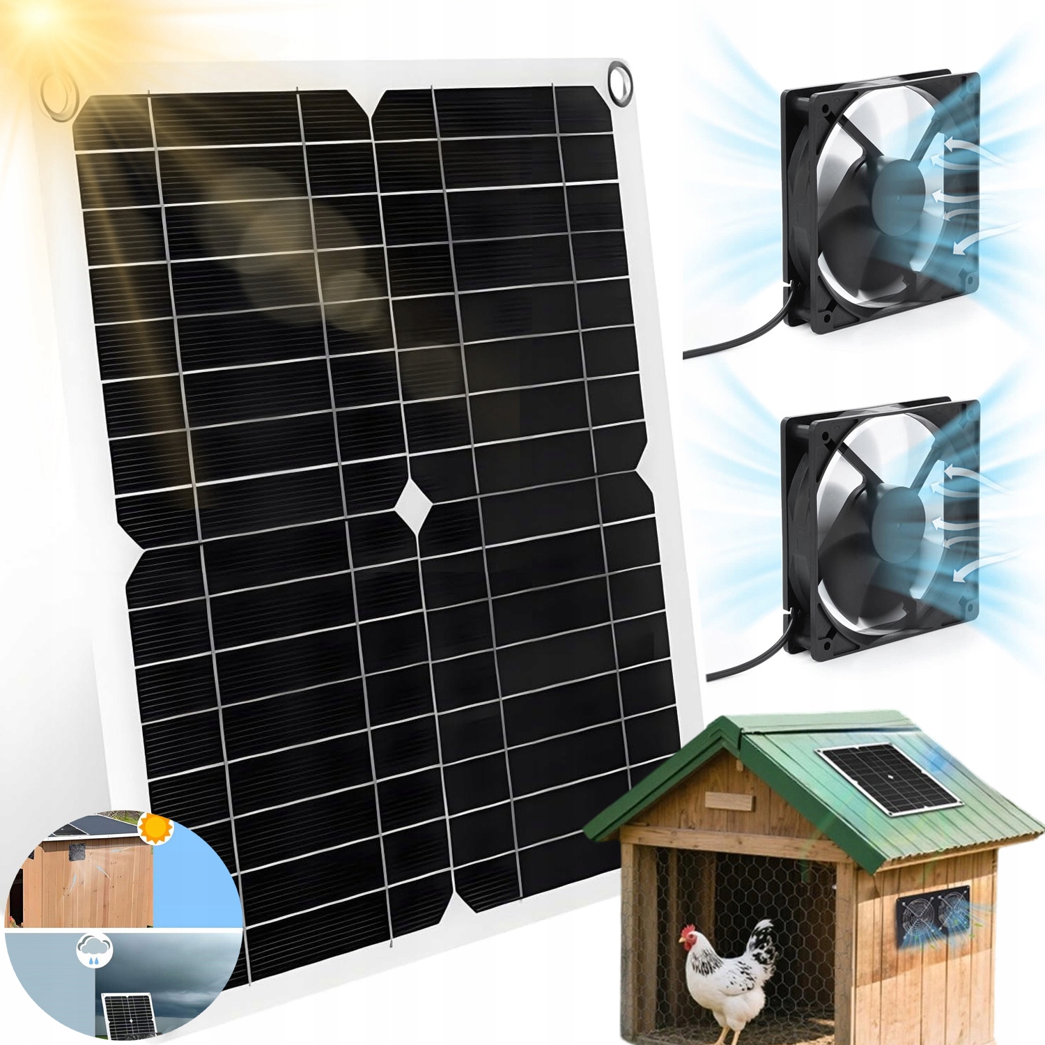 Wentylator Solarny, Wentylator Wyciągowy Do Szklarni, Szopy, Deszczoodporne