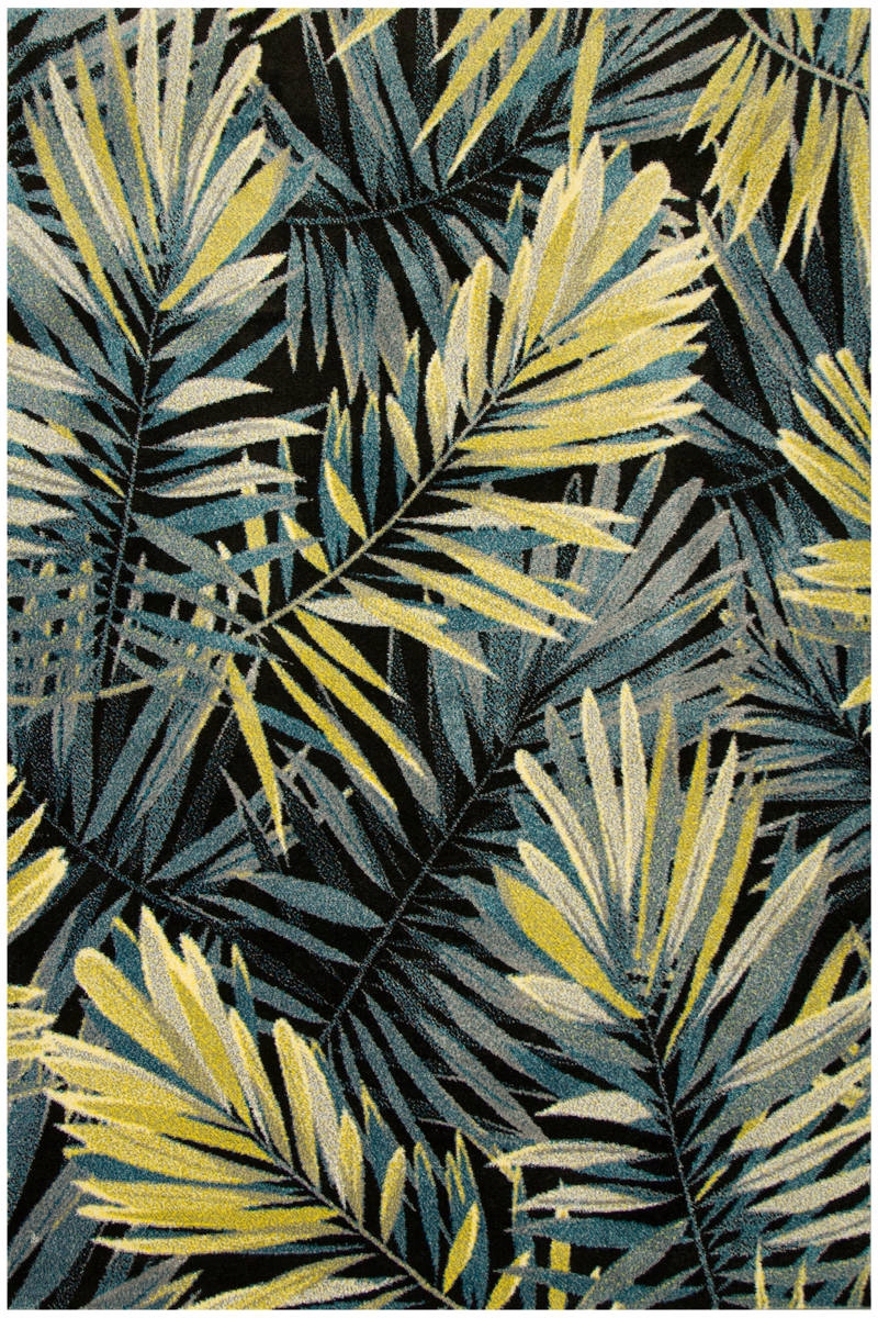 

160x230 cm Dywan W Liście Palm Turkus Żółty Grafit