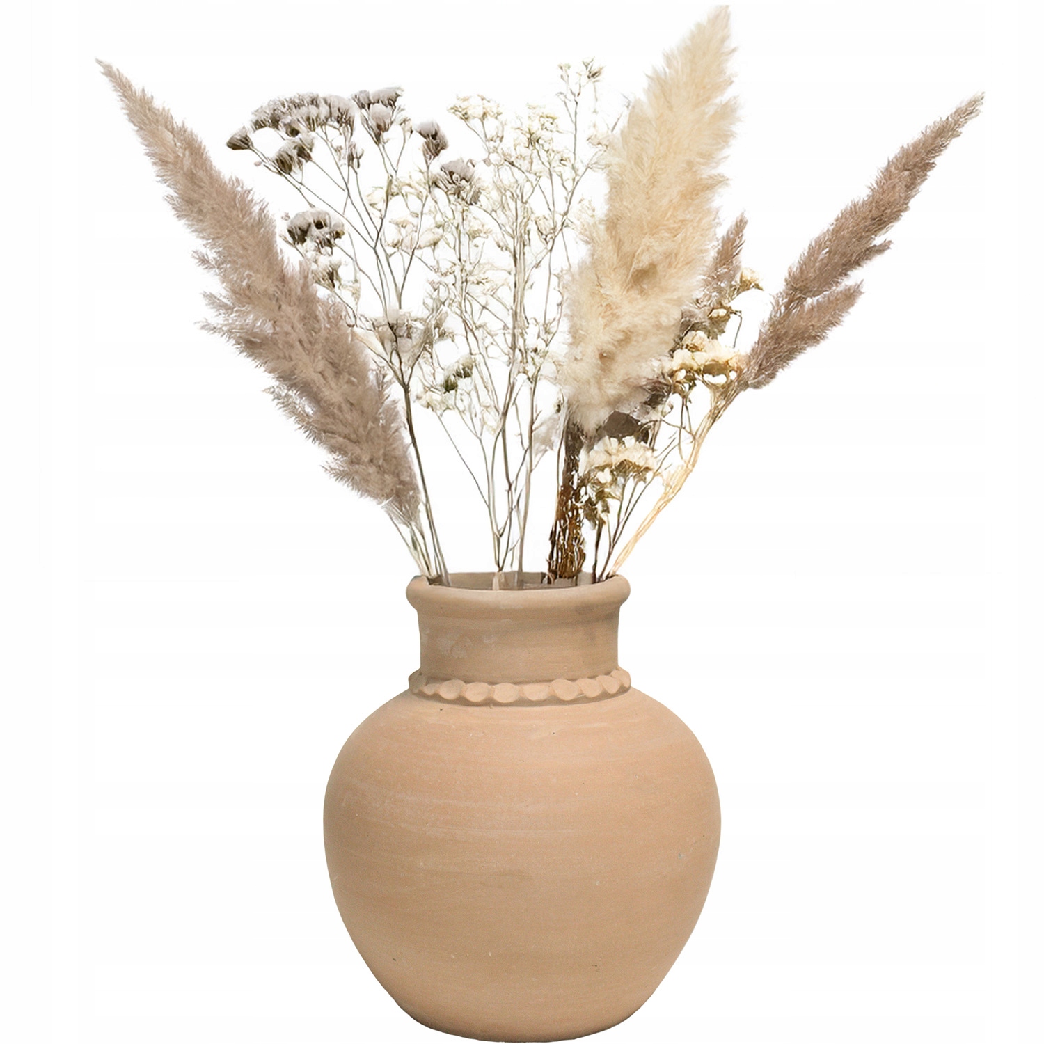 Hliněná Váza 25 cm velká terakota na květiny kytice boho dekorativní