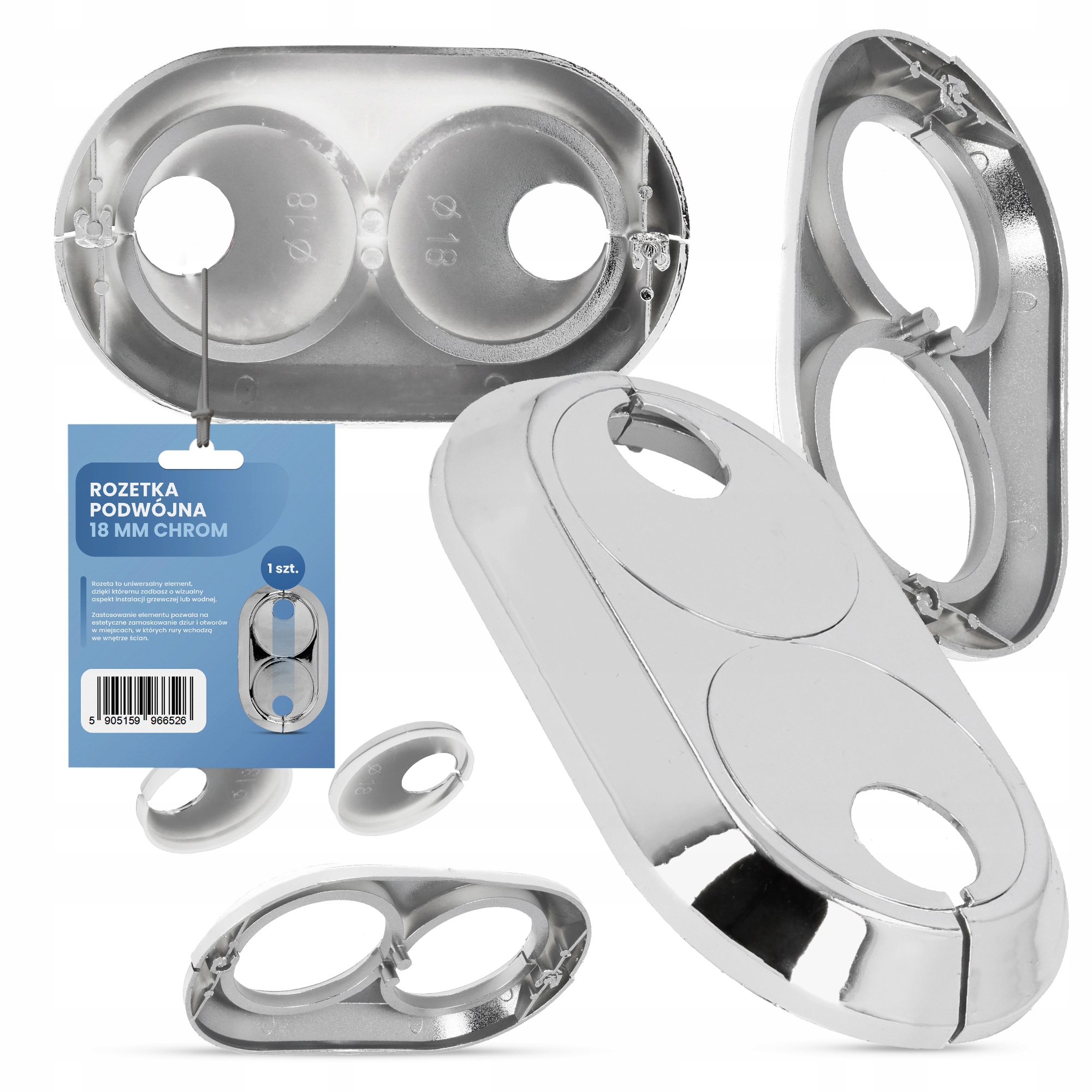 

Rozetka maskująca podwójna rur 18 mm chrom