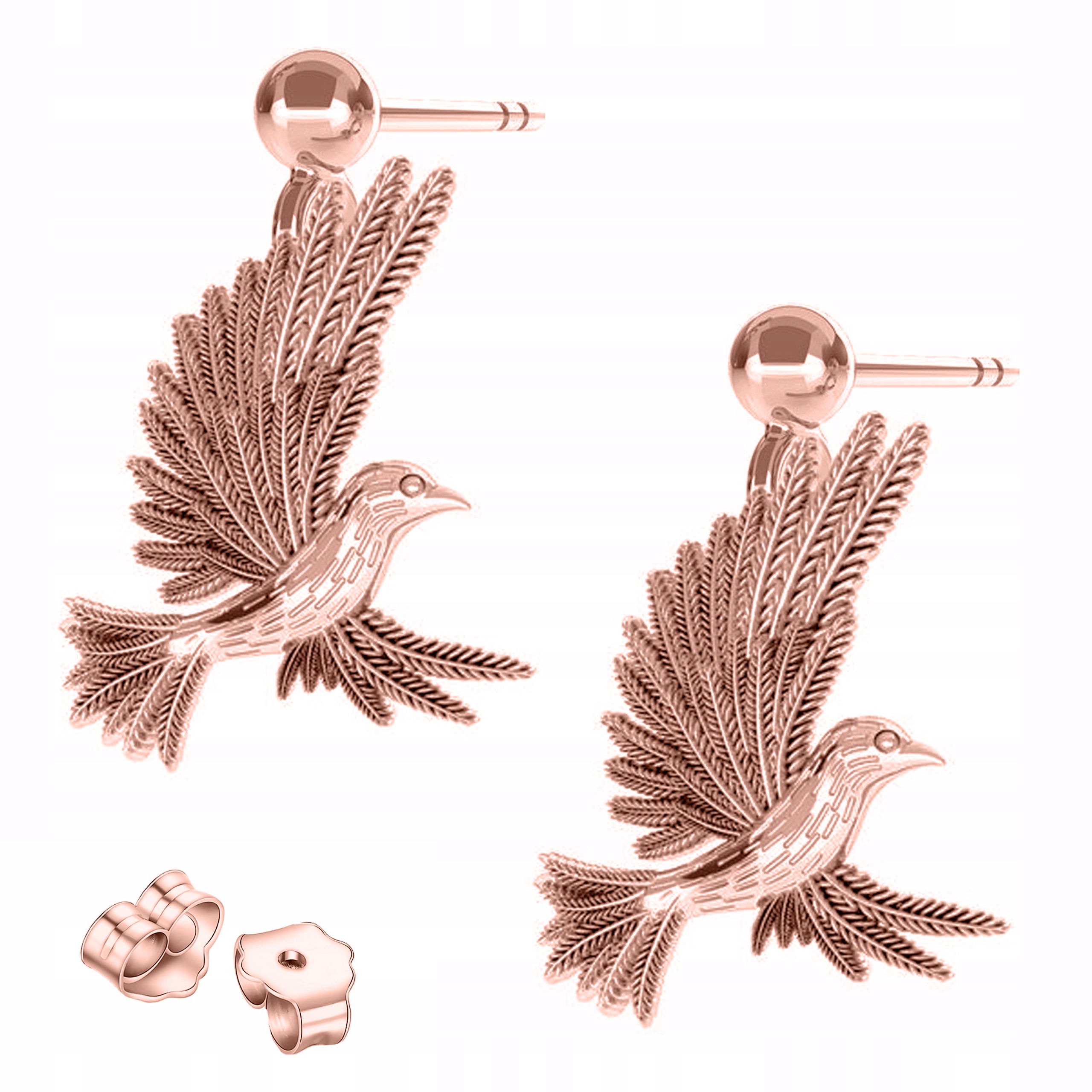 Náušnice Pozlacené s kolibříkem Pták Kiwi Bird Ptáci Kolibříci Stříbro 925