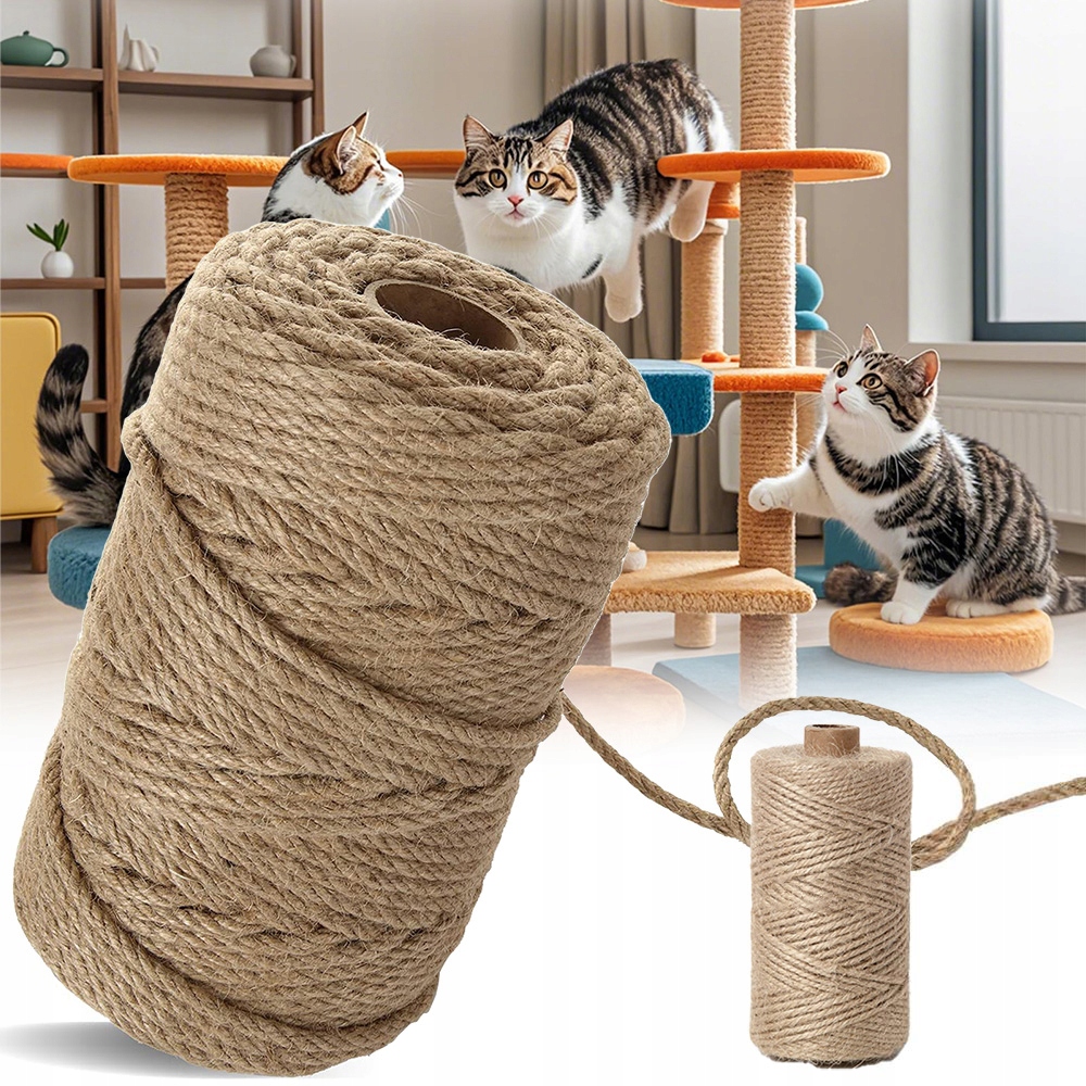 Levně Jutový provázek lano na škrabadlo 8mm 60m