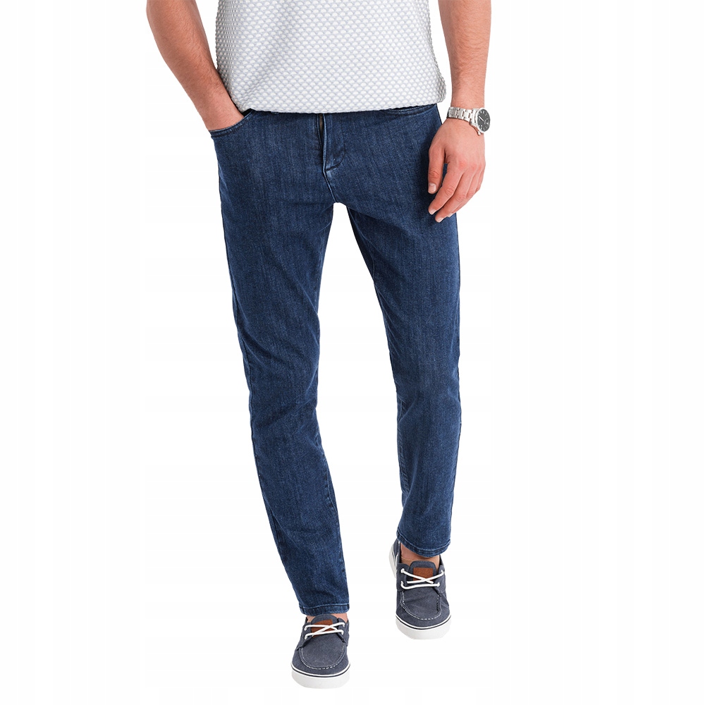Klasyczne jeansy spodnie męskie ciemnoniebieskie slim OM-PADP-0216 V3 r L
