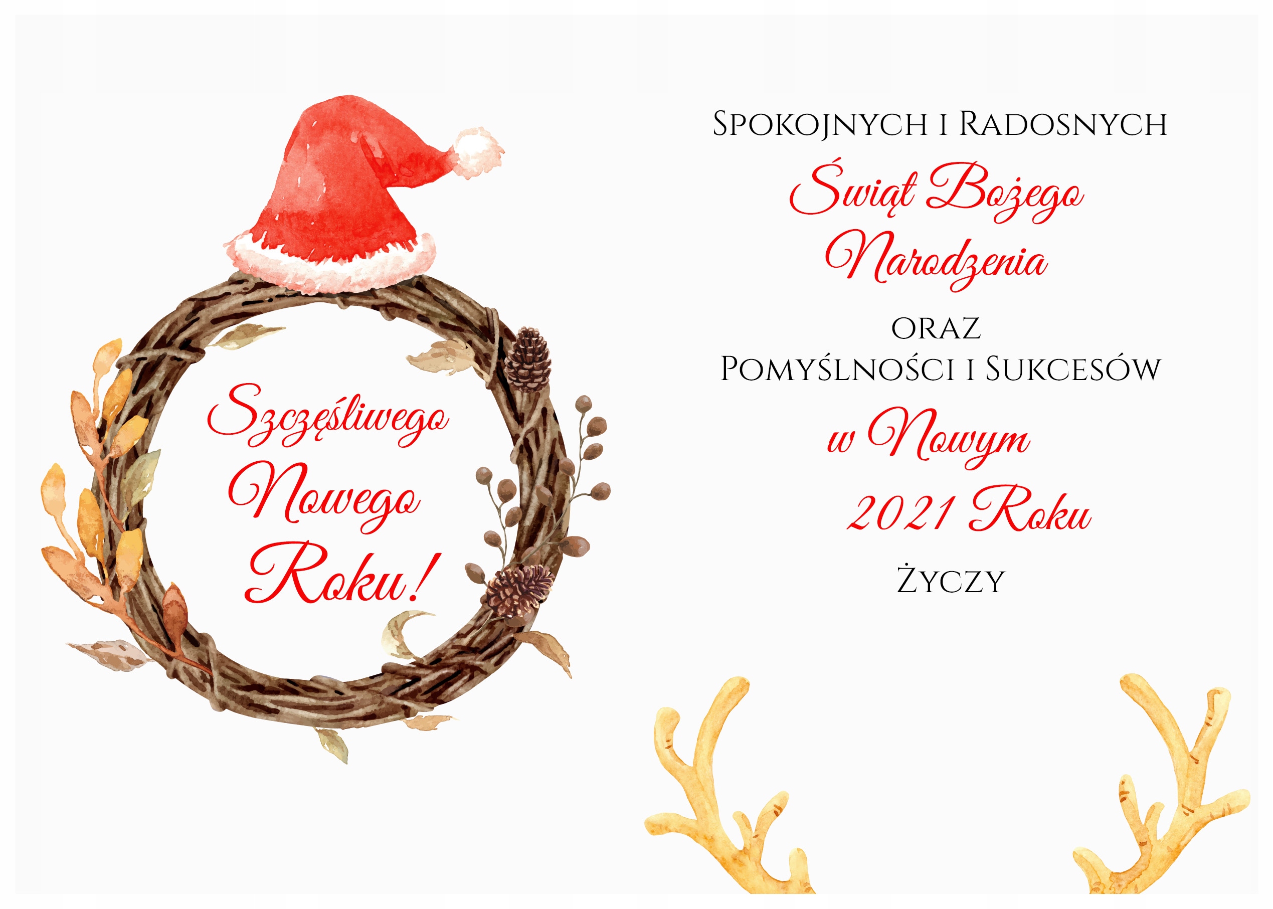 KARTKI ŚWIĄTECZNE KARTKA +Koperta Rogi Renifera Marka Happenings