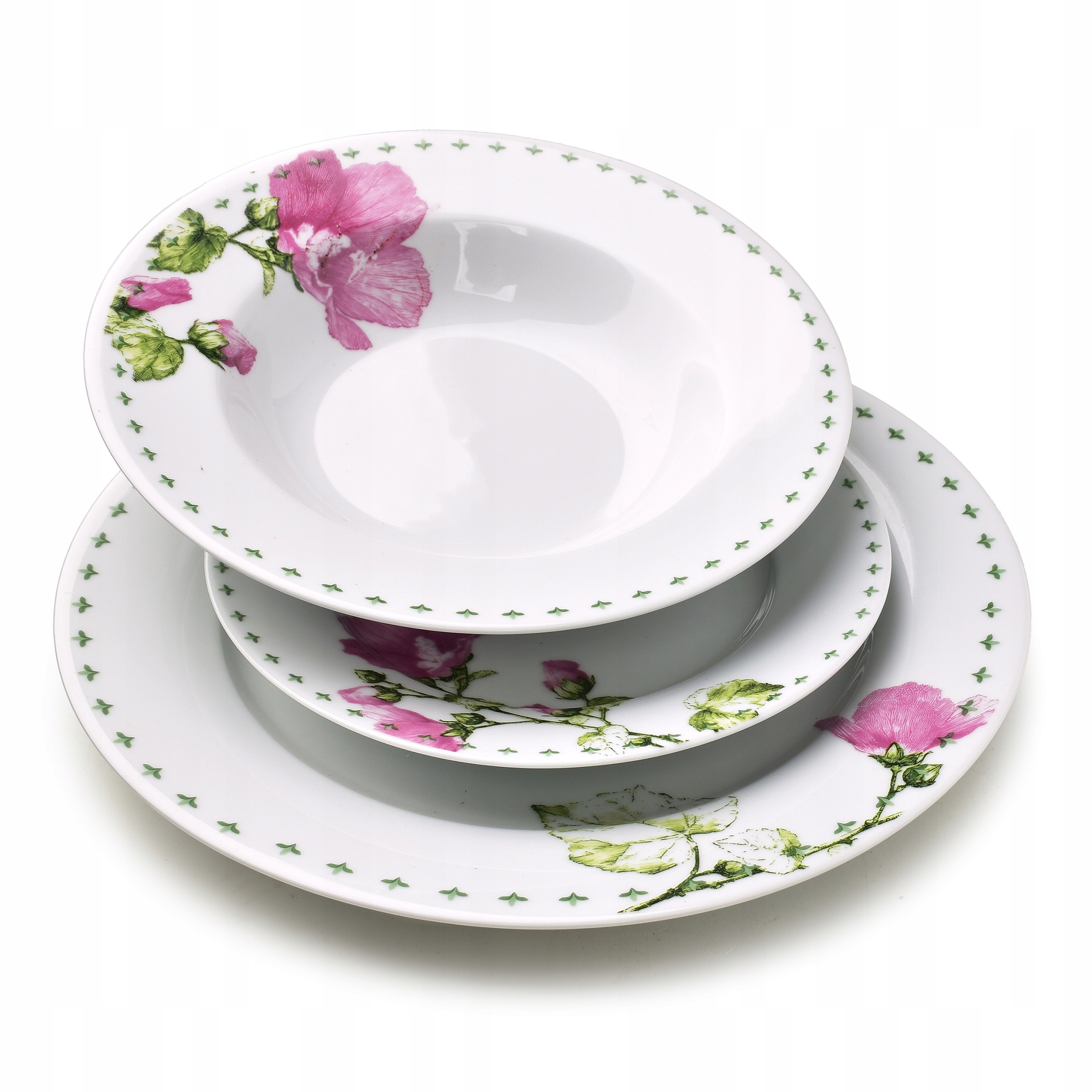 Obedový set 18 kusov porcelánu pre 6 osôb, kvetinový, vhodný do umývačky riadu