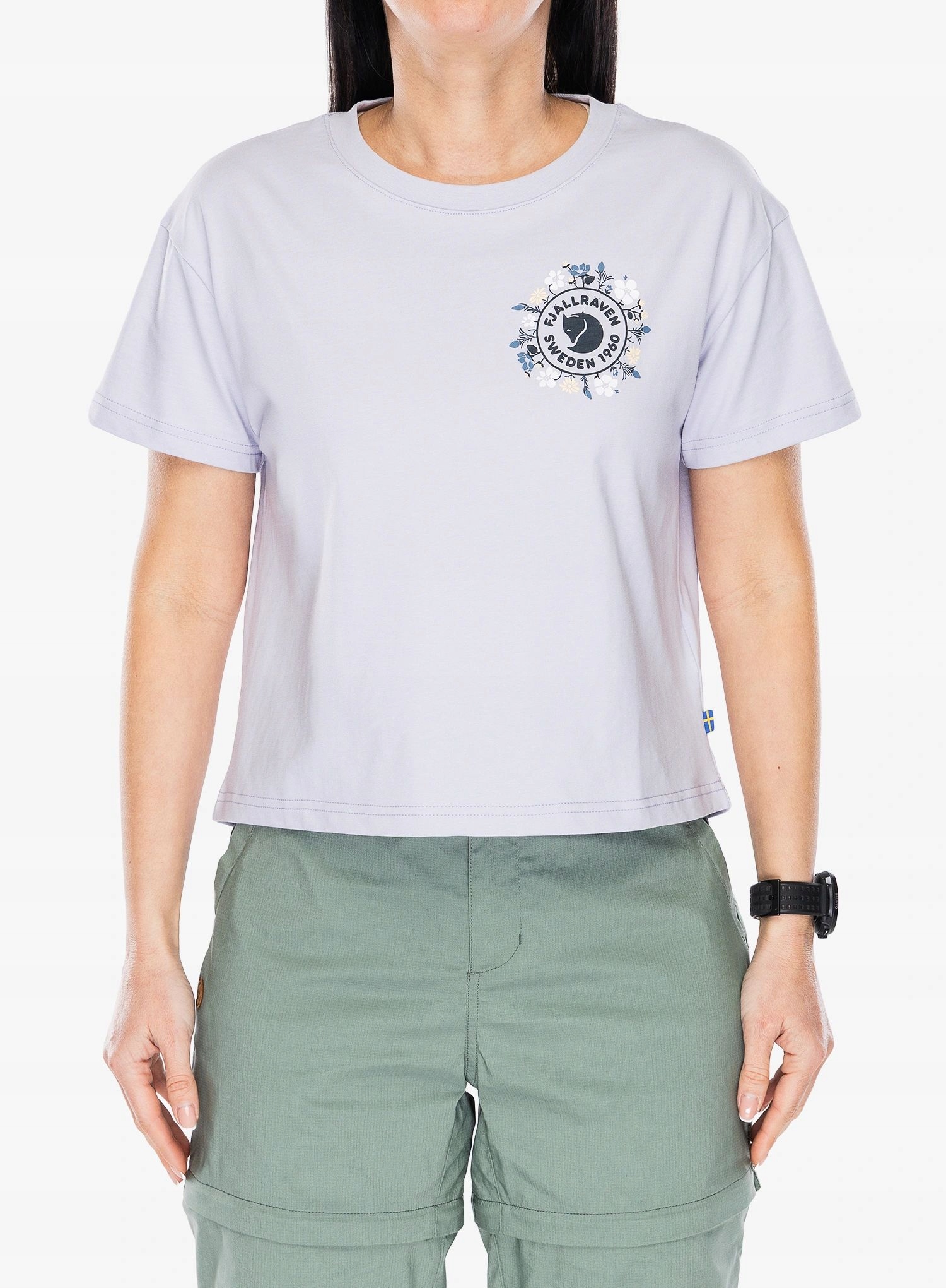 Koszulka bawełniana damska Fjallraven Fjallblomster Logo T lavender M