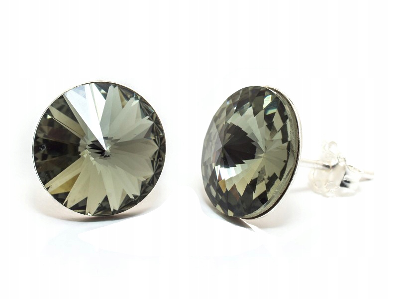 

Srebrne 925 Kolczyki z kr. Swarovski Rivoli 12 Bd