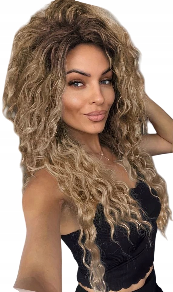 Peruka afro loki blond karmelowy damska włosy kręcone jak naturalne